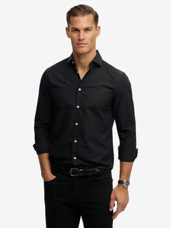 Superdry Pure Cotton Classic Tailored Long Sleeve Shirt, Black, Black