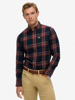 Superdry Long Sleeve Cotton Lumberjack Shirt, Michigan Navy