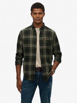 Superdry Long Sleeve Cotton Lumberjack Shirt, Olive Green