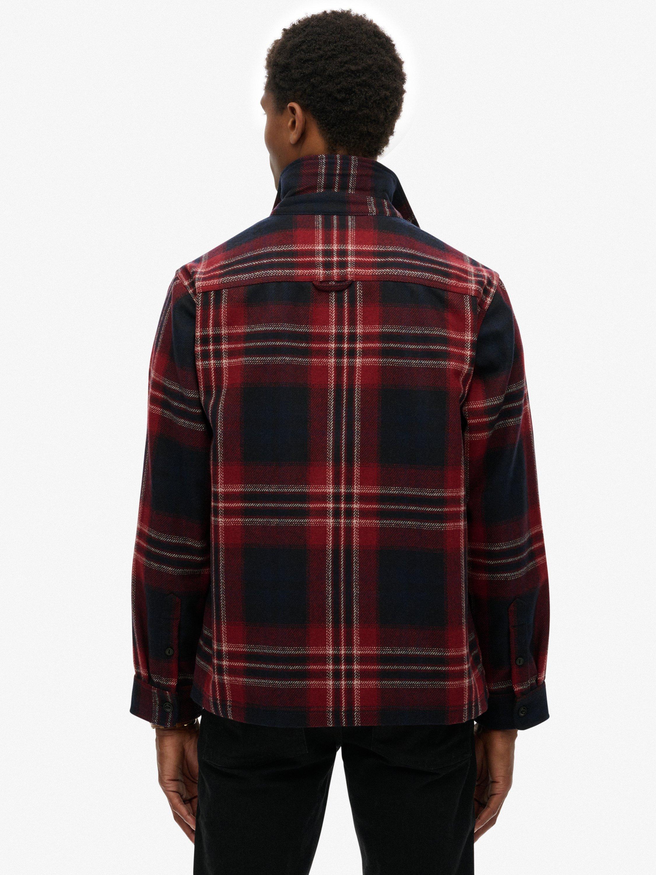 Product image 2 of 5, which shows Superdry Wool Blend Miller Zip Overshirt, Navy/Red, S
