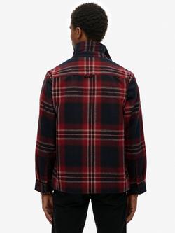 Superdry Wool Blend Miller Zip Overshirt, Navy/Red - view 2, Navy/Red
