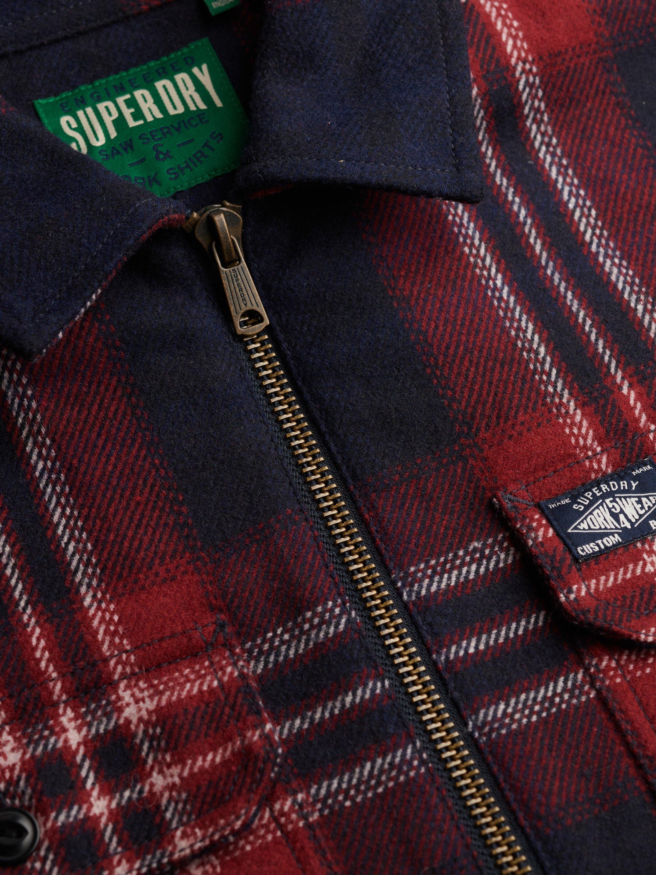 Product image 5 of 5, which shows Superdry Wool Blend Miller Zip Overshirt, Navy/Red, S