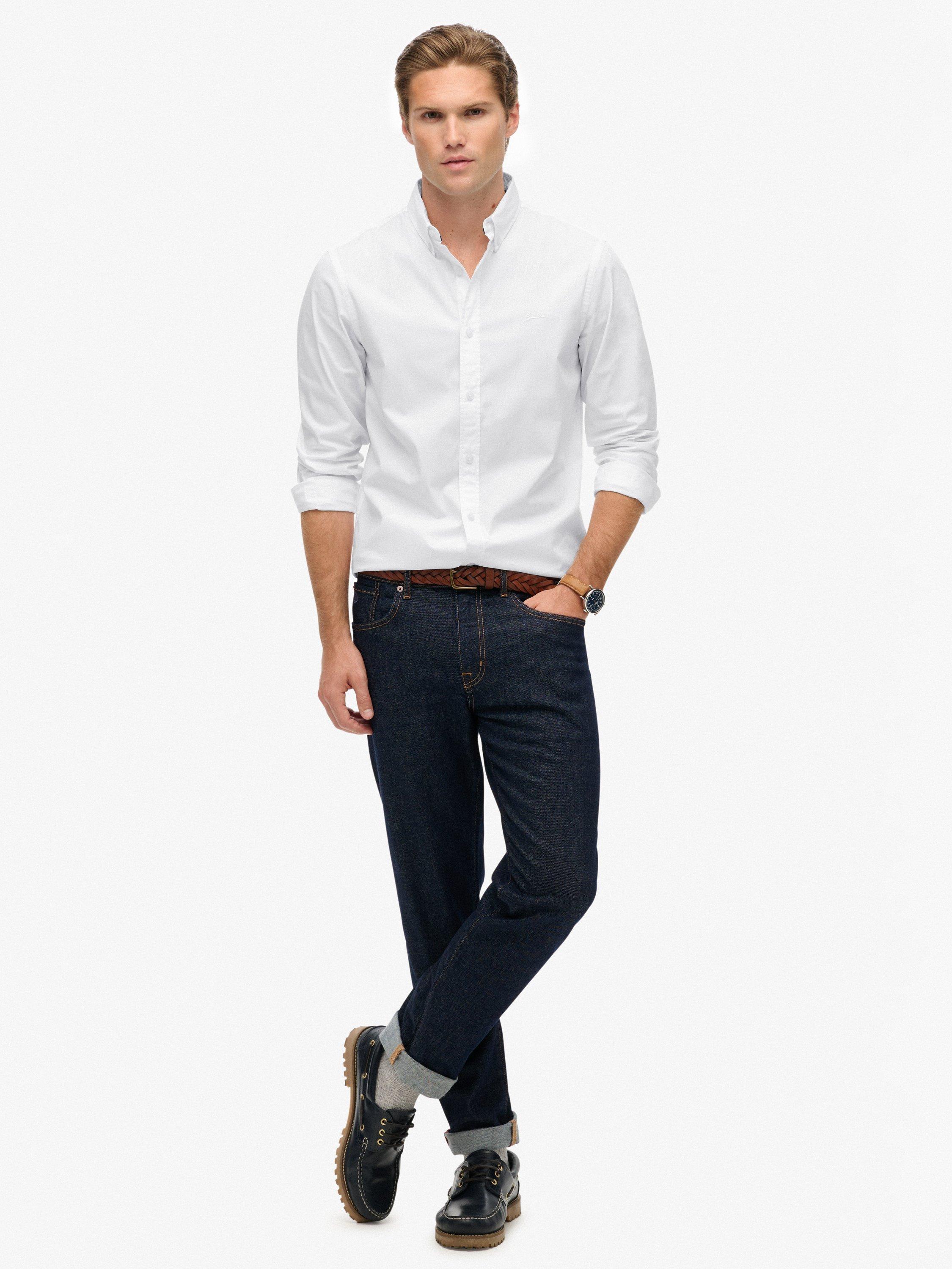 Product image 3 of 6, which shows Superdry Cotton Blend Essentials Tailored Lite Shirt, Optic, L