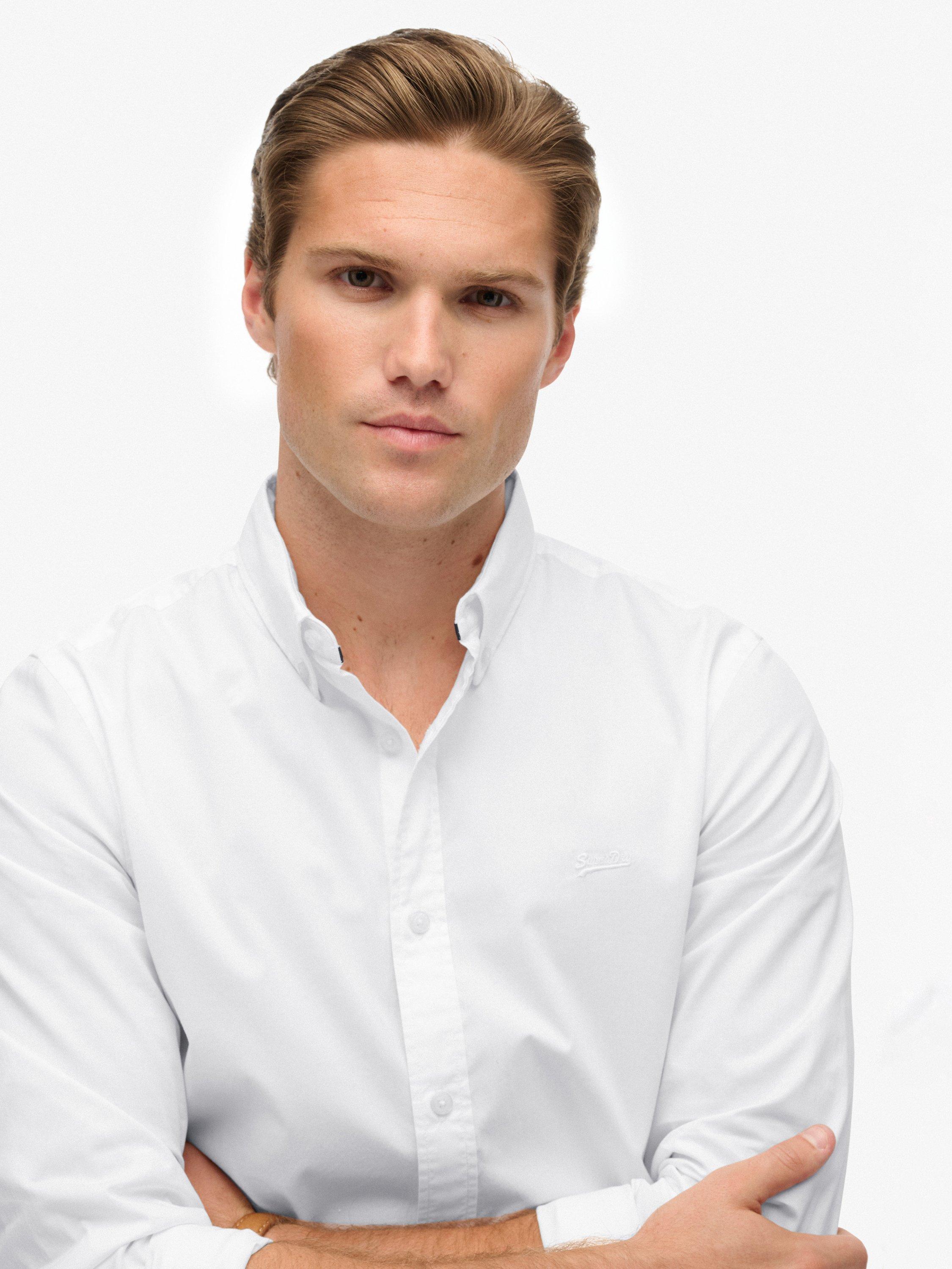 Product image 4 of 6, which shows Superdry Cotton Blend Essentials Tailored Lite Shirt, Optic, L