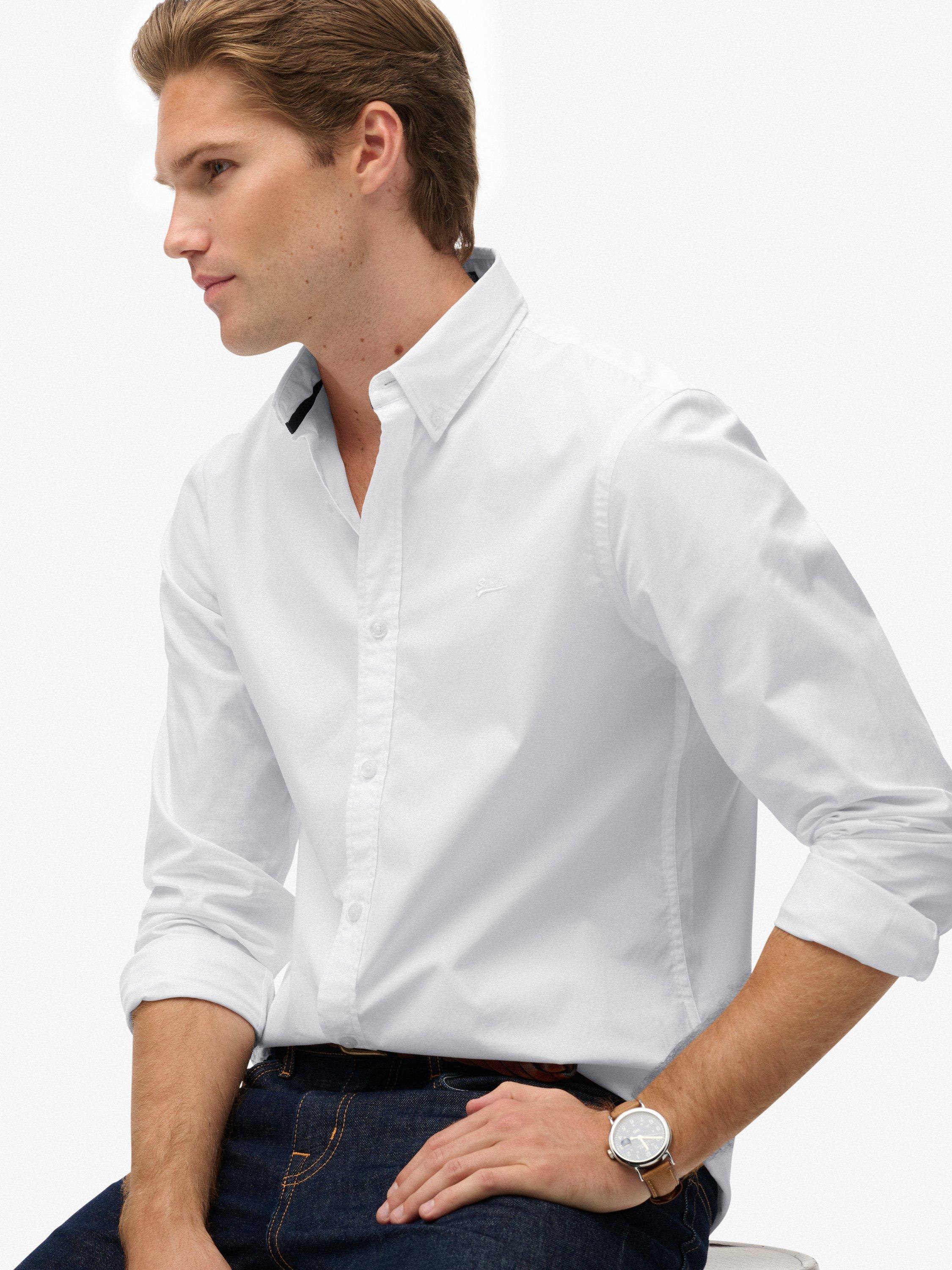 Product image 5 of 6, which shows Superdry Cotton Blend Essentials Tailored Lite Shirt, Optic, L