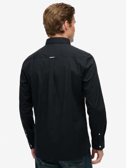 Superdry Cotton Blend Essentials Tailored Lite Shirt, Navy - view 2, Black