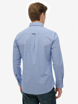 Superdry Cotton Blend Slim Fit Essentials Tailored Lite Shirt, Stripe Indigo - view 2, Stripe Indigo