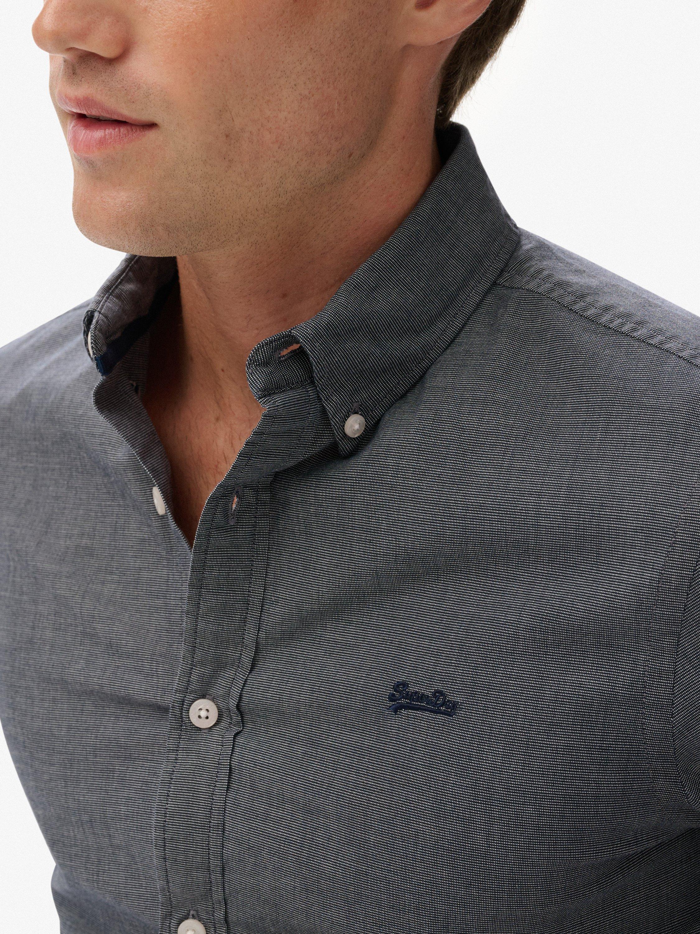 Product image 4 of 6, which shows Superdry Cotton Blend Essentials Tailored Lite Shirt, Navy, S