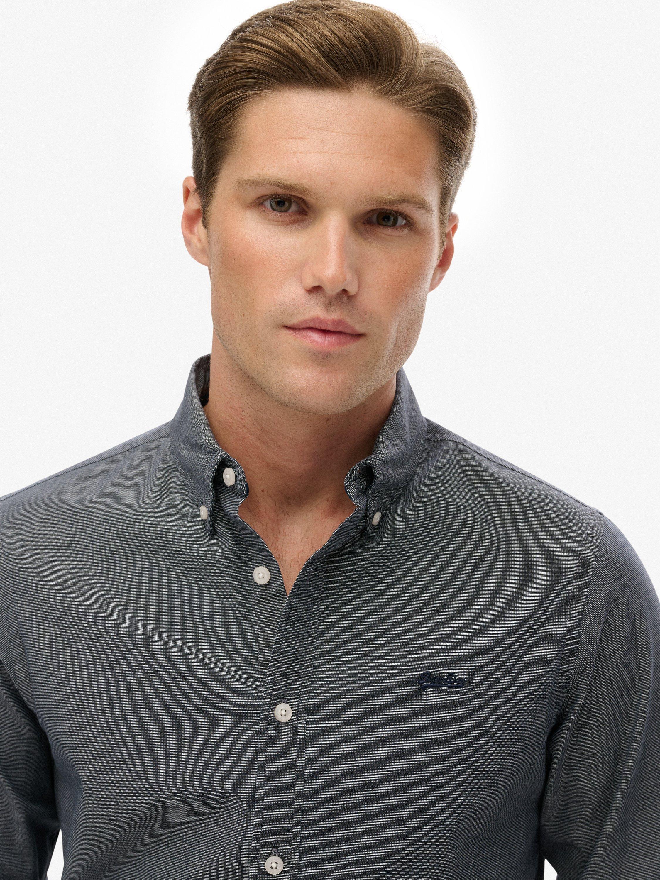 Product image 5 of 6, which shows Superdry Cotton Blend Essentials Tailored Lite Shirt, Navy, S