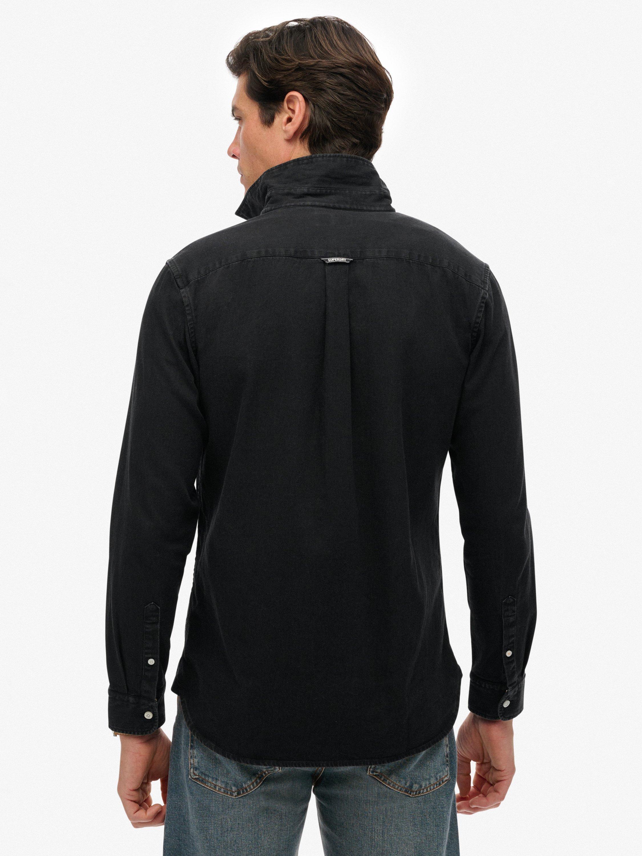 Product image 2 of 6, which shows Superdry Essential Long Sleeve Denim Shirt, Jet Black, L
