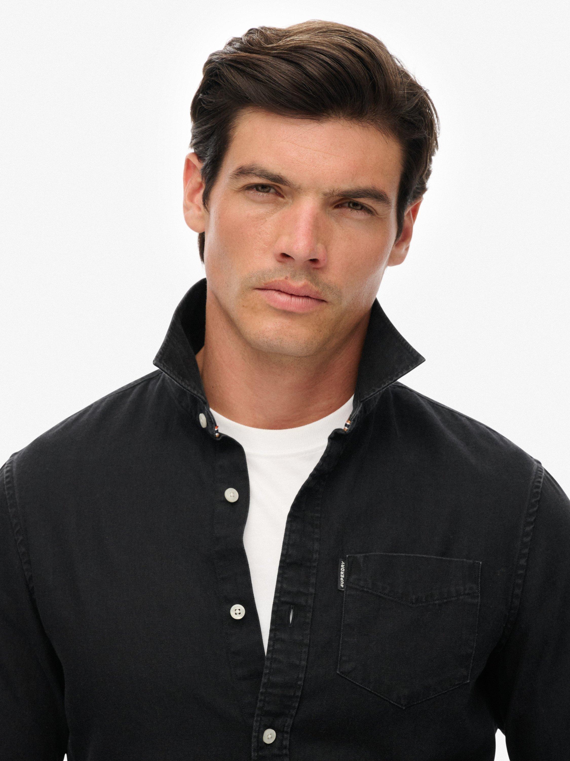 Product image 5 of 6, which shows Superdry Essential Long Sleeve Denim Shirt, Jet Black, L