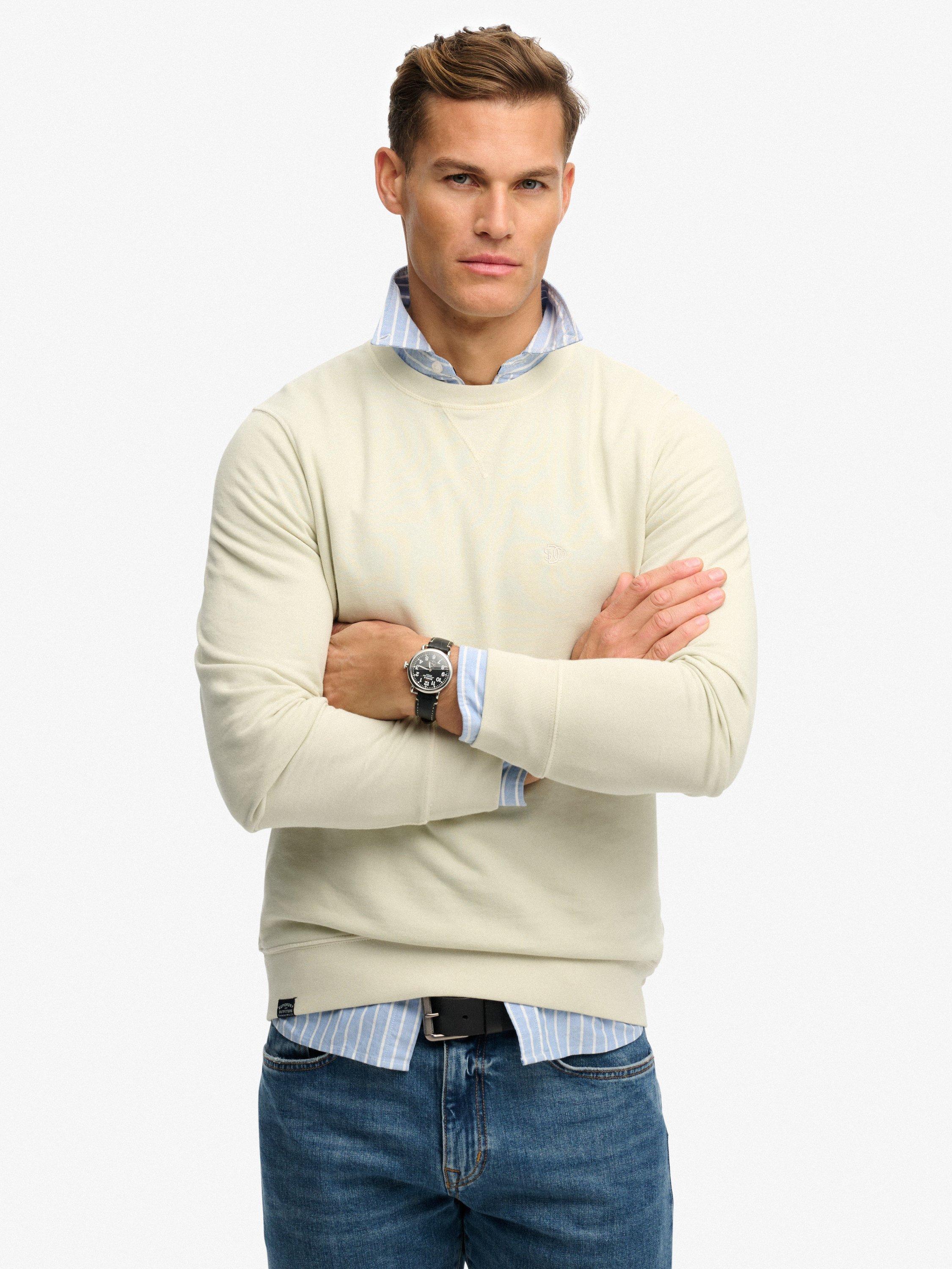 Product image 1 of 5, which shows Superdry Pure Cotton Classic Essential Sweatshirt, Silver Birch, L