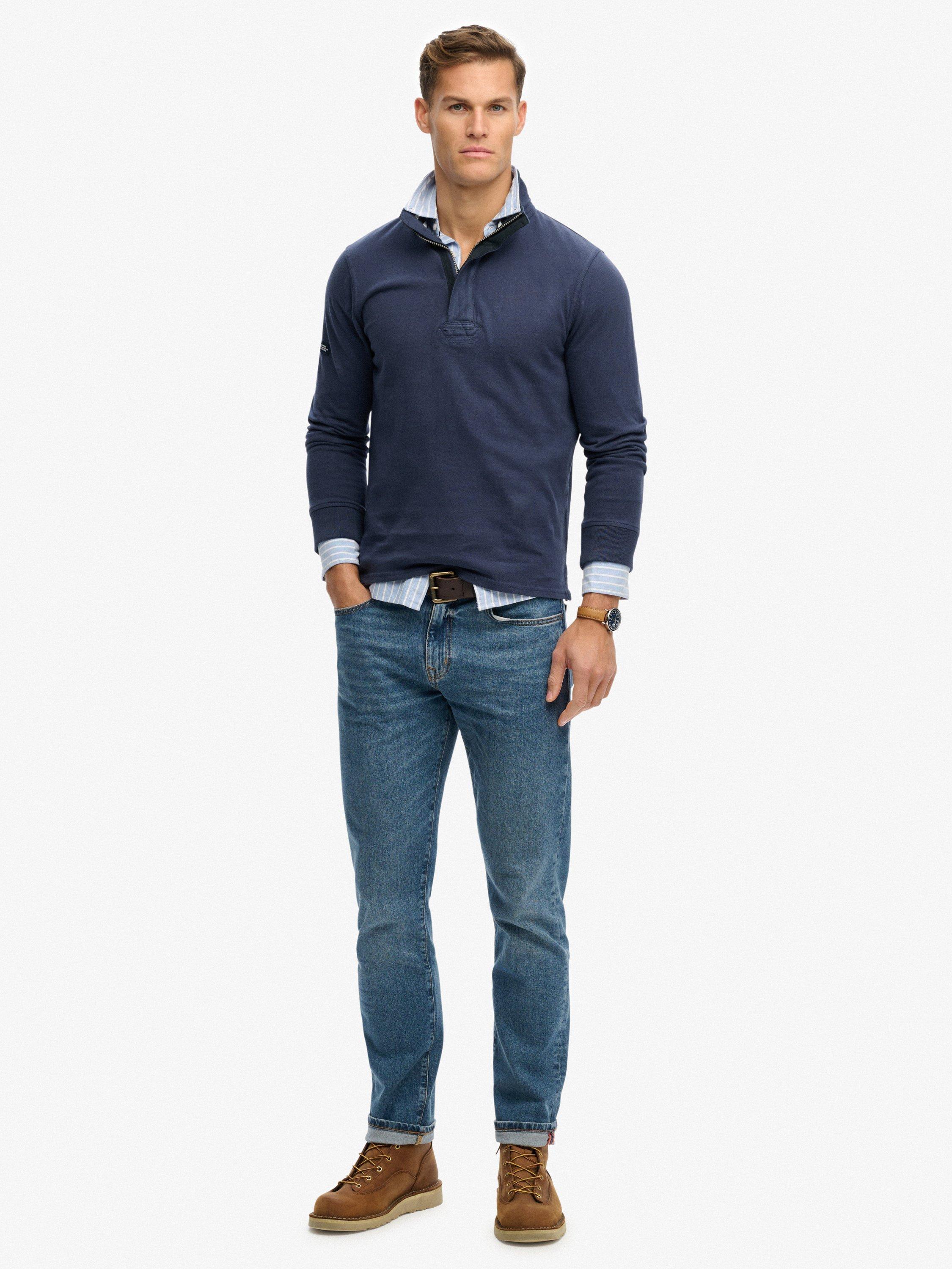 Product image 3 of 5, which shows Superdry Pure Cotton Classics Jersey Half Zip Jumper, Lauren Navy, XXL