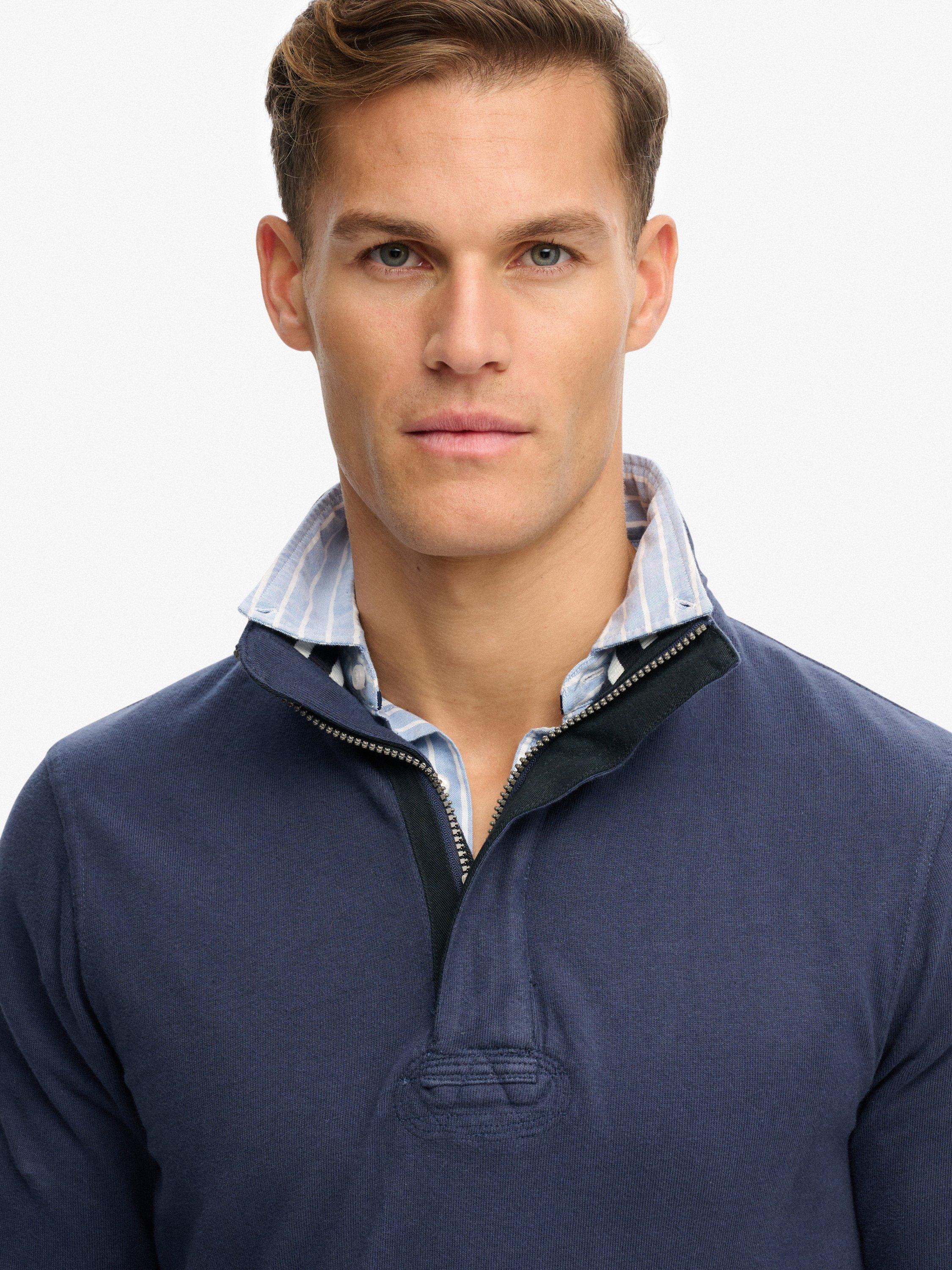 Product image 5 of 5, which shows Superdry Pure Cotton Classics Jersey Half Zip Jumper, Lauren Navy, XXL