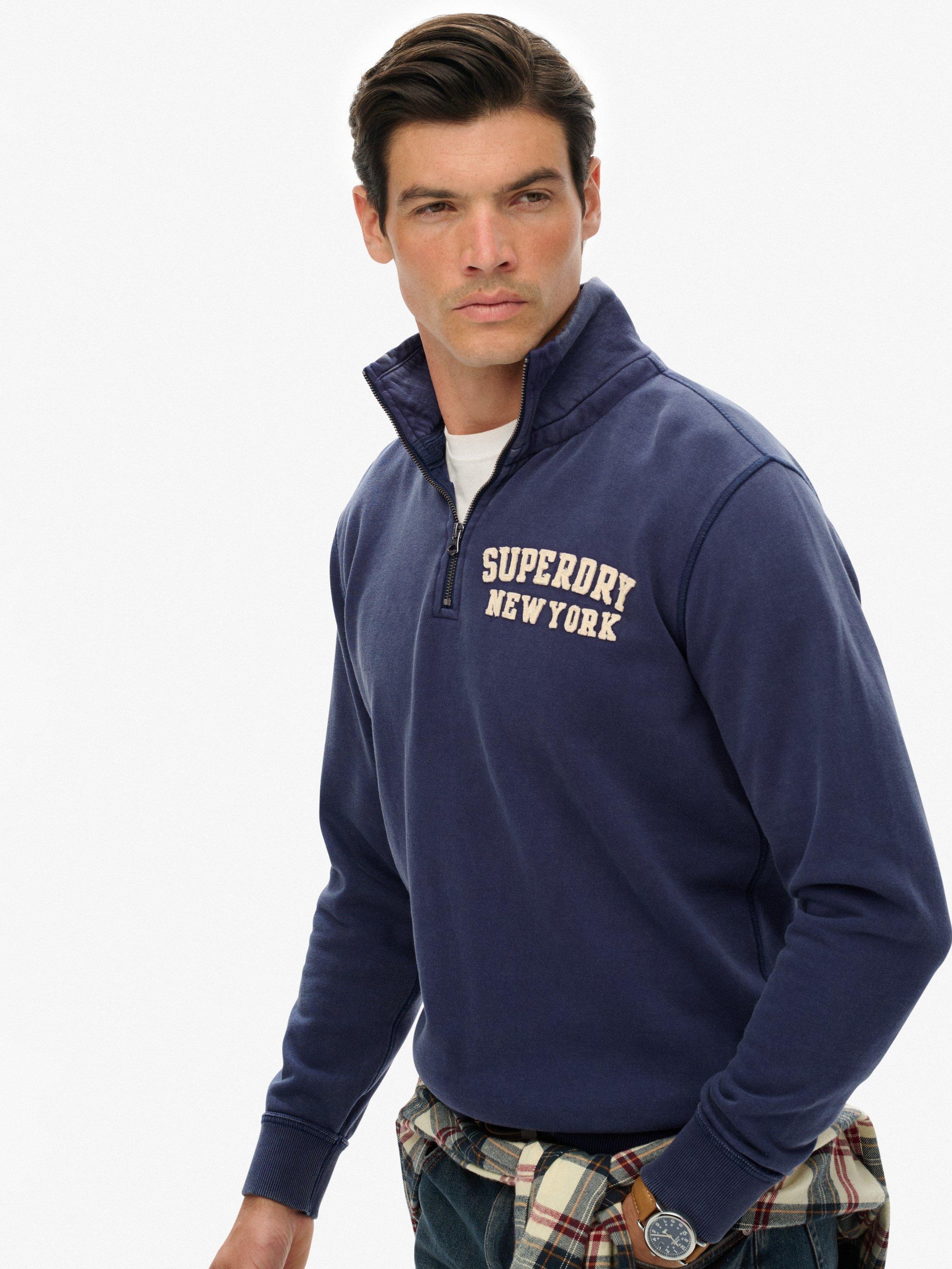 Product image 3 of 5, which shows Superdry Vintage Athletic Half-Zip Jumper, Lauren Navy, S