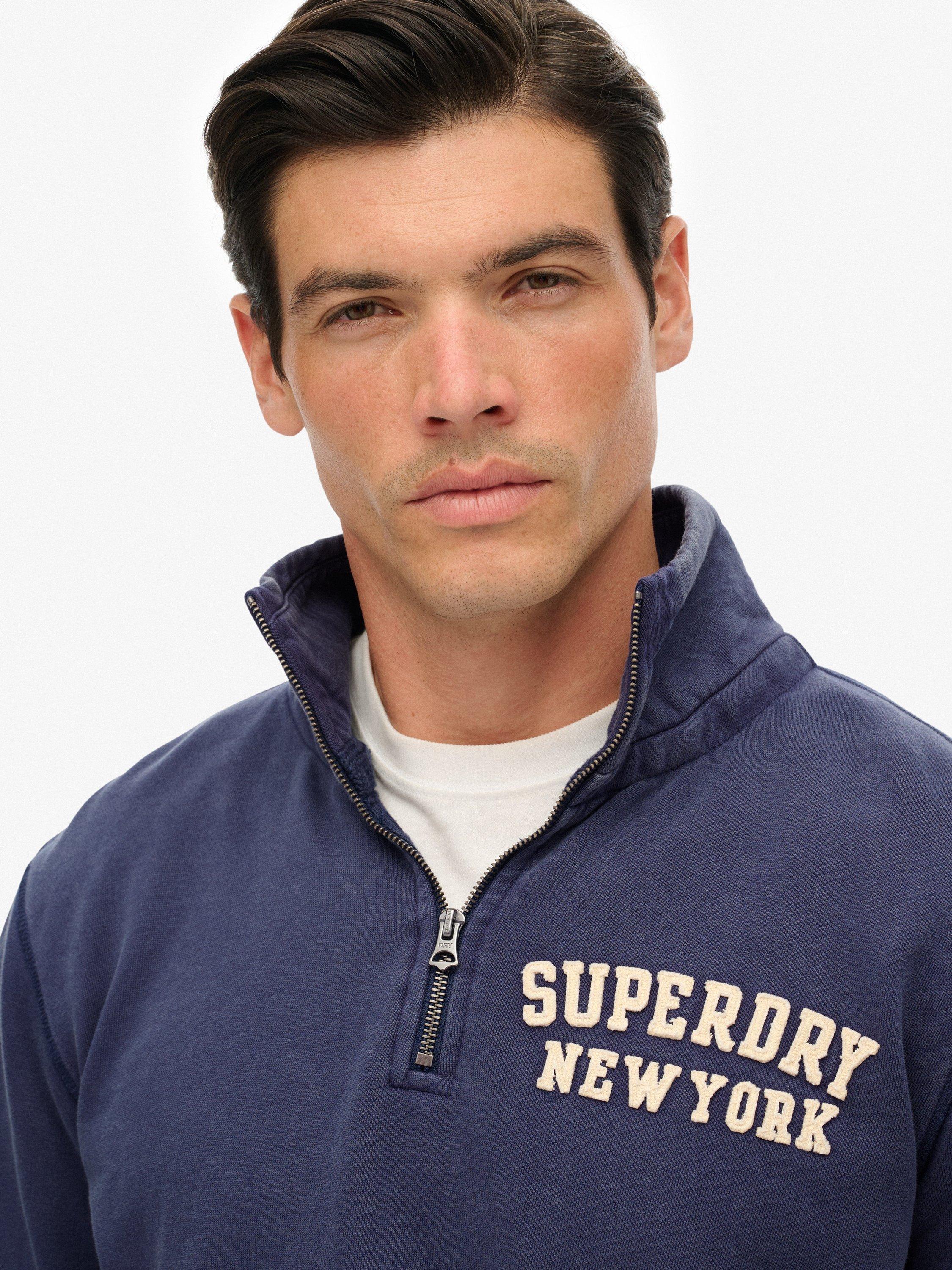 Product image 4 of 5, which shows Superdry Vintage Athletic Half-Zip Jumper, Lauren Navy, S