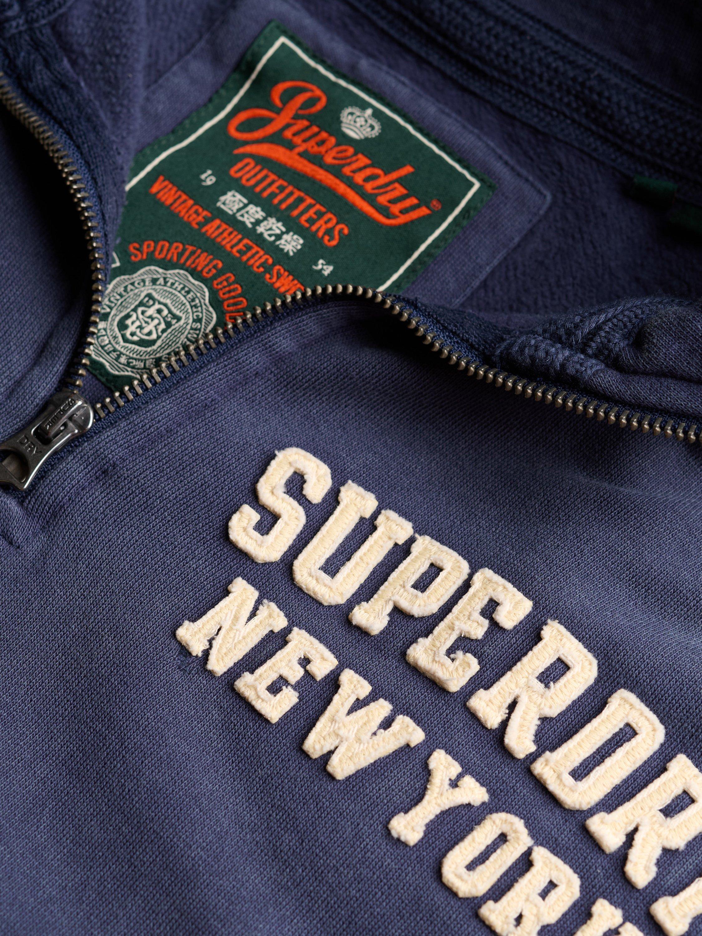 Product image 5 of 5, which shows Superdry Vintage Athletic Half-Zip Jumper, Lauren Navy, S