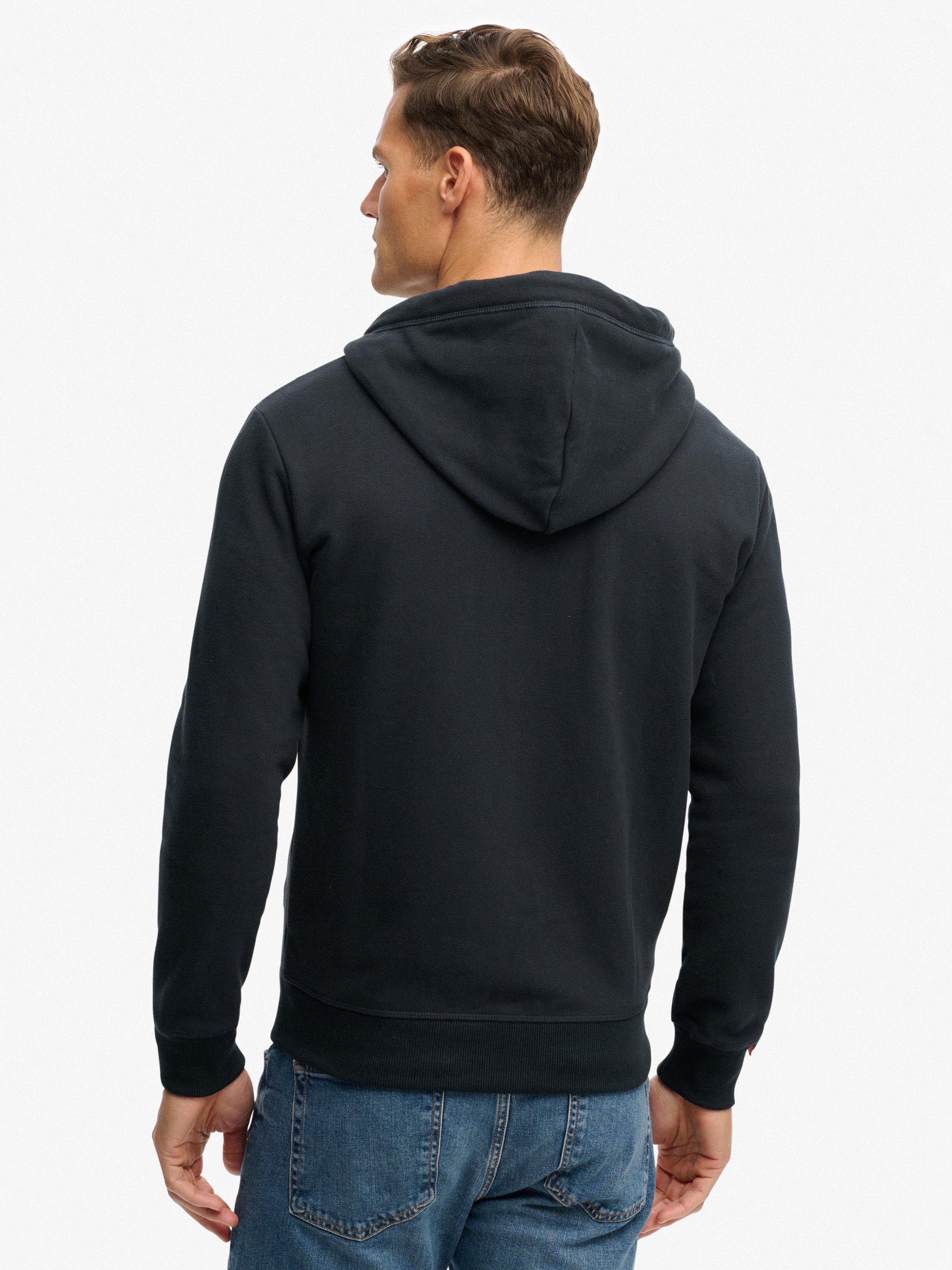 Product image 2 of 4, which shows Superdry Cotton Blend Essential Logo Zip Hoodie, Eclipse Navy/Red, XXL