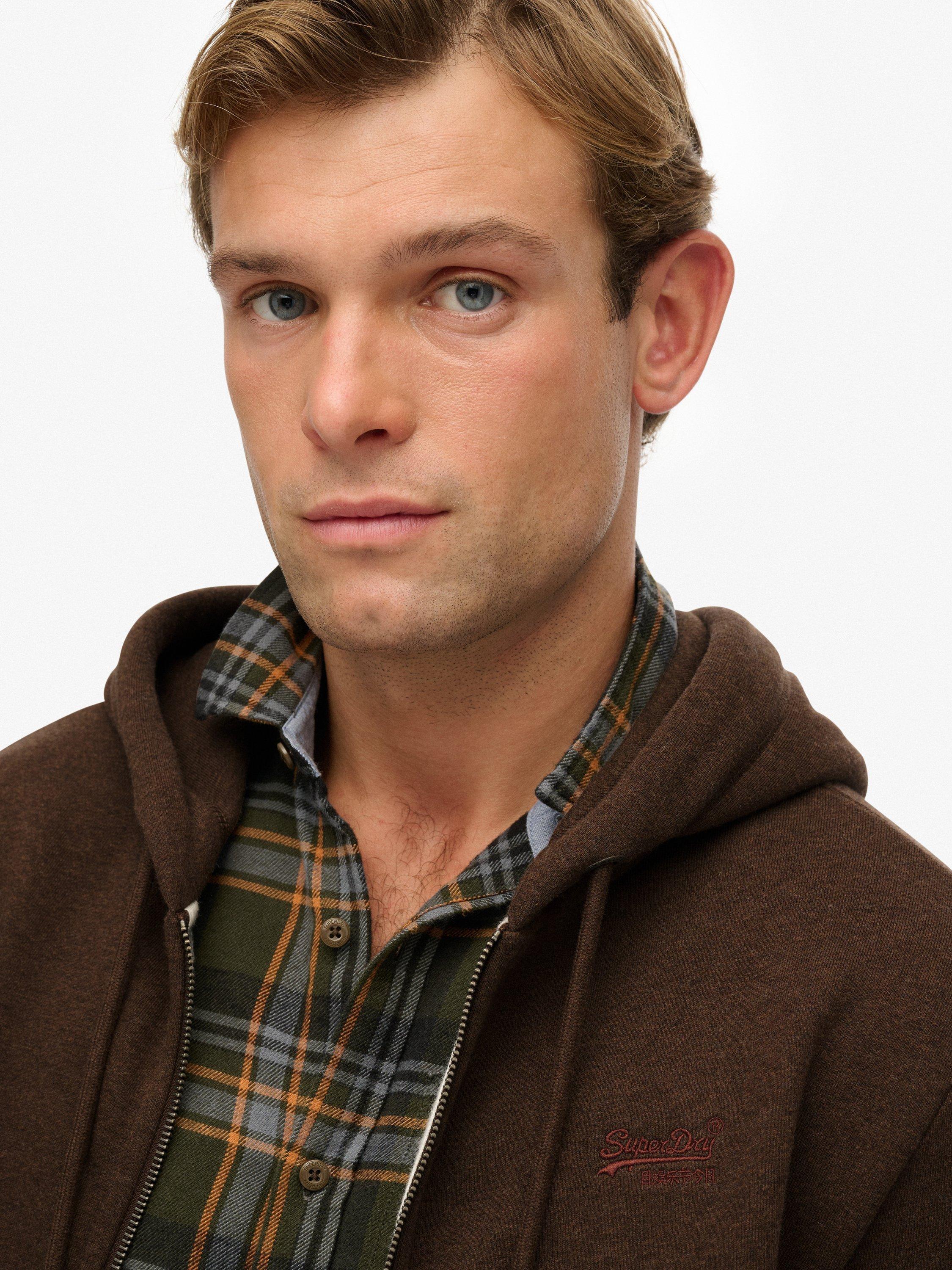 Product image 4 of 6, which shows Superdry Essential Logo Zip Hoodie, Nutmeg Brown Marl, S