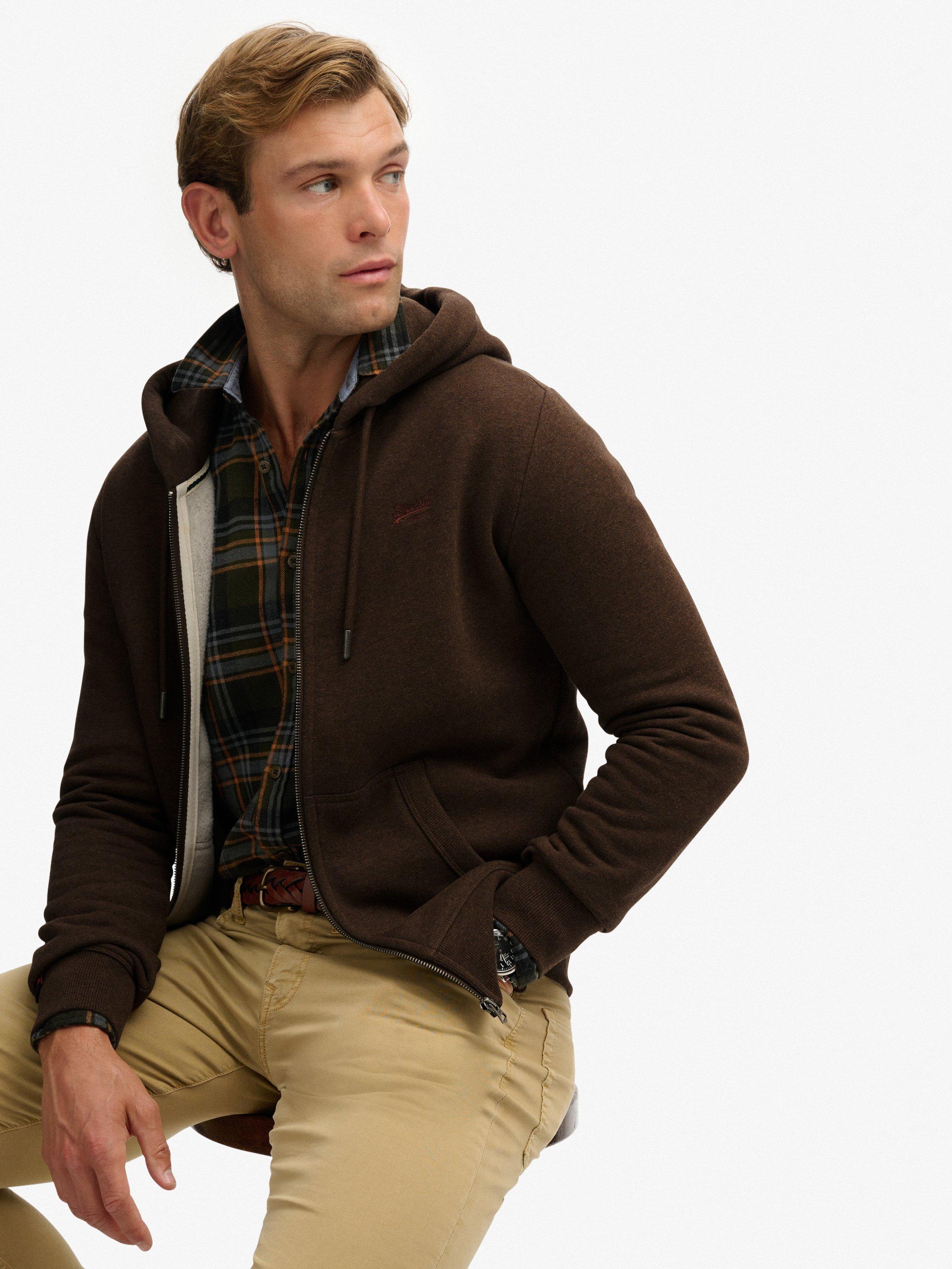 Product image 5 of 6, which shows Superdry Essential Logo Zip Hoodie, Nutmeg Brown Marl, S