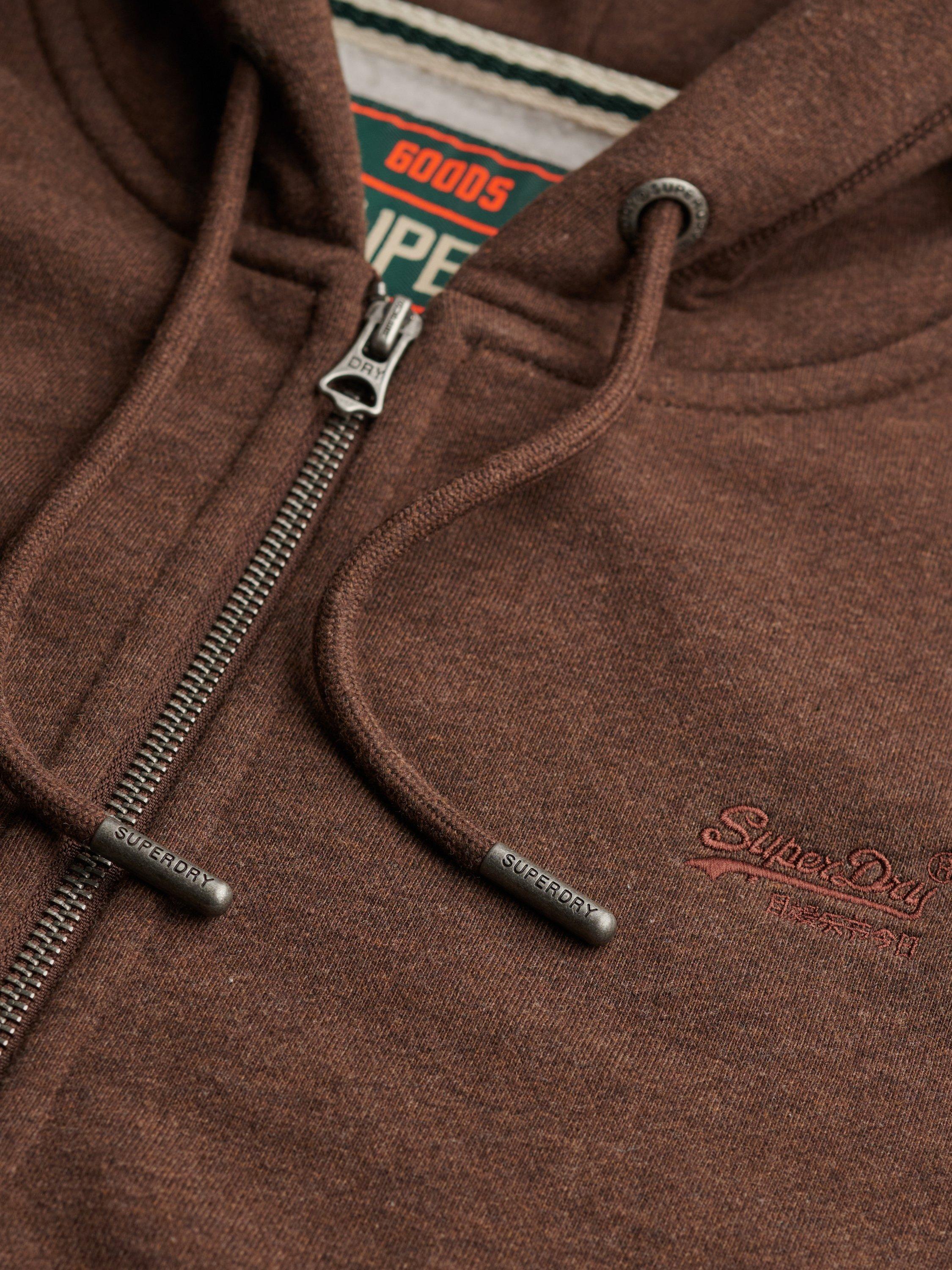 Product image 6 of 6, which shows Superdry Essential Logo Zip Hoodie, Nutmeg Brown Marl, S