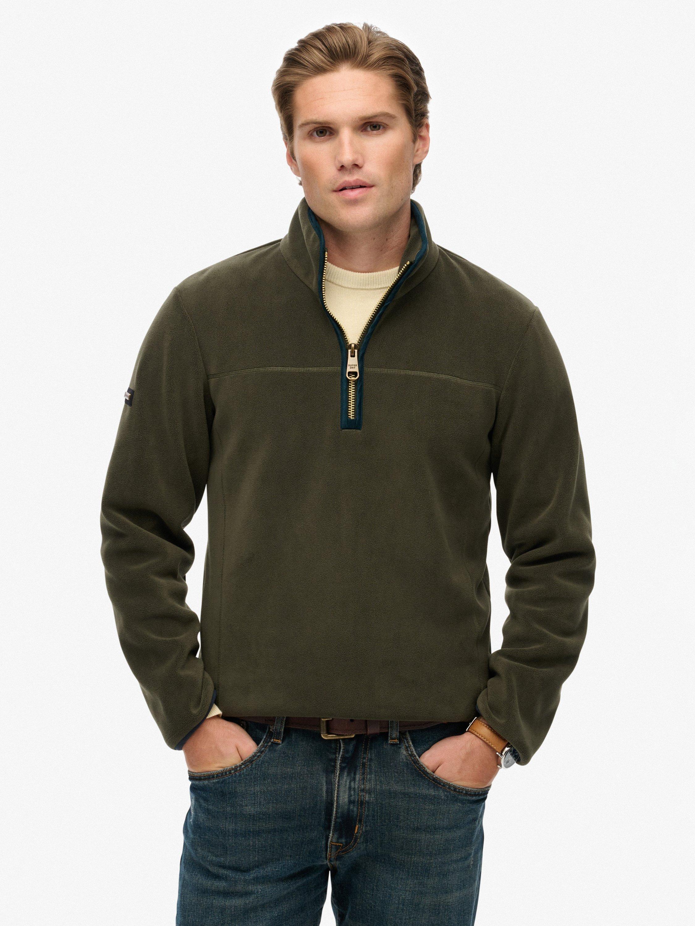 Product image 1 of 4, which shows Superdry Estate Half Zip Fleece, Olive Green, XXXL