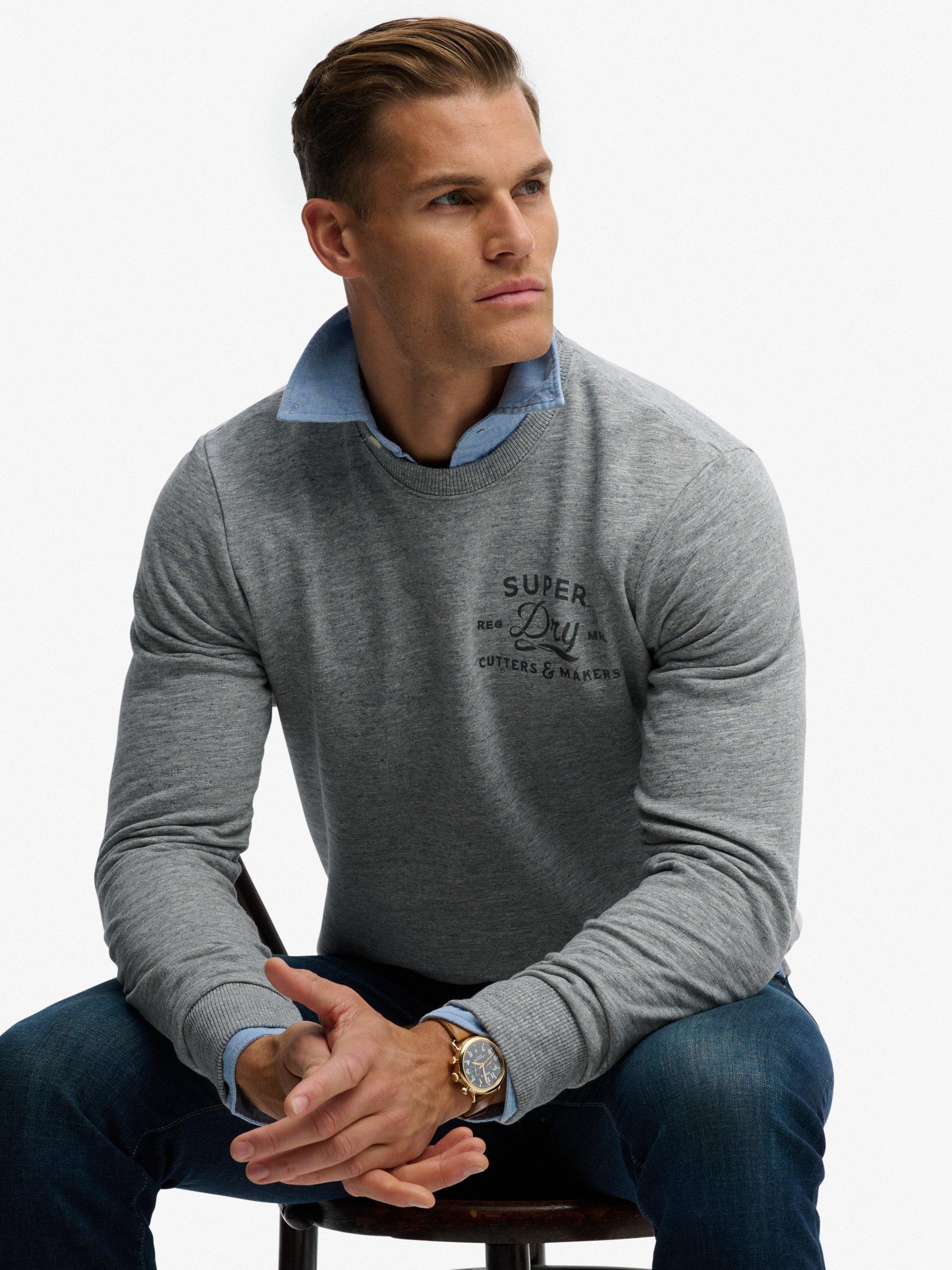 Product image 4 of 6, which shows Superdry Cutters & Makers Relaxed Sweatshirt, Athletic Grey Marl, XXXL