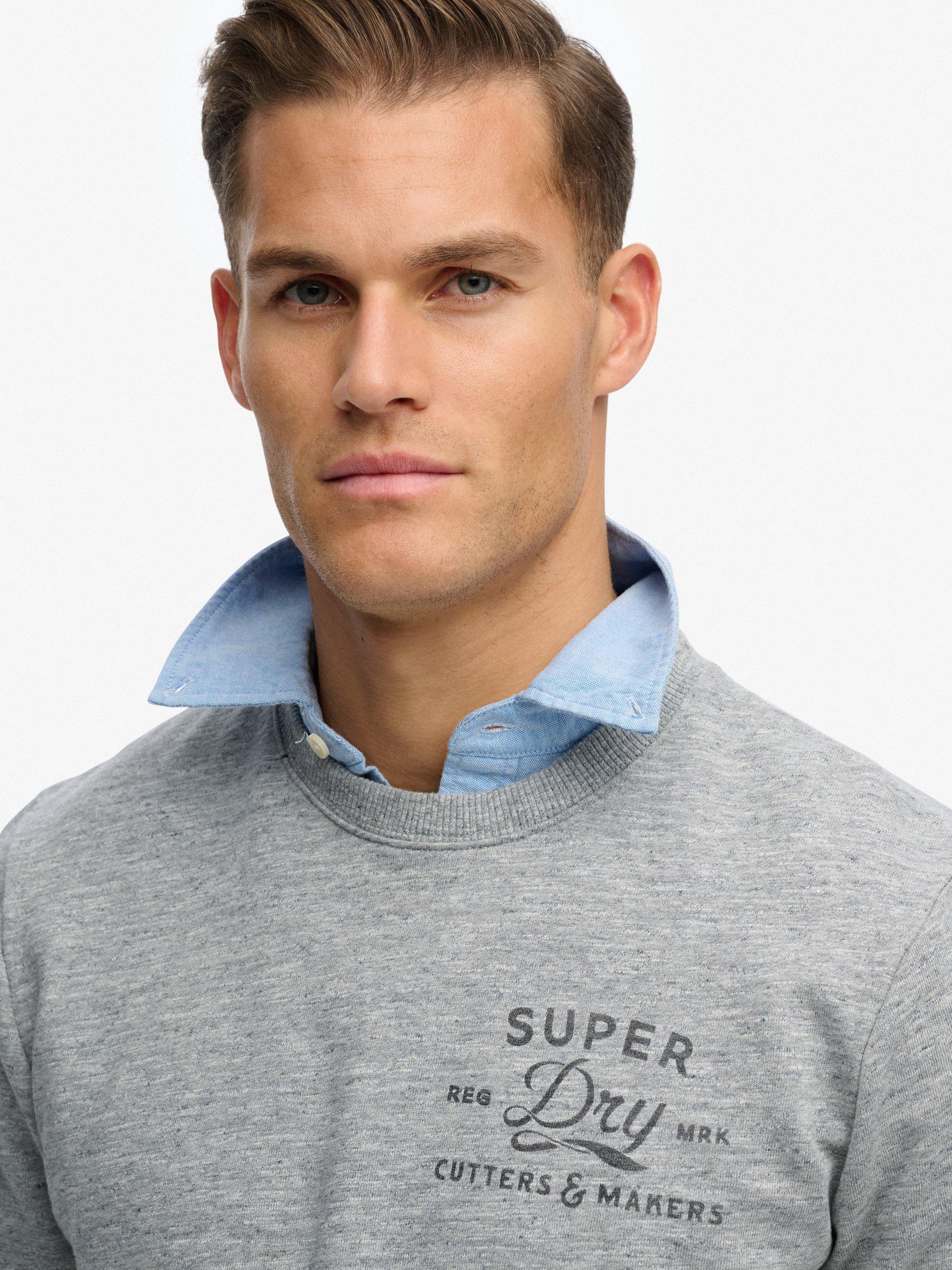 Product image 5 of 6, which shows Superdry Cutters & Makers Relaxed Sweatshirt, Athletic Grey Marl, XXXL