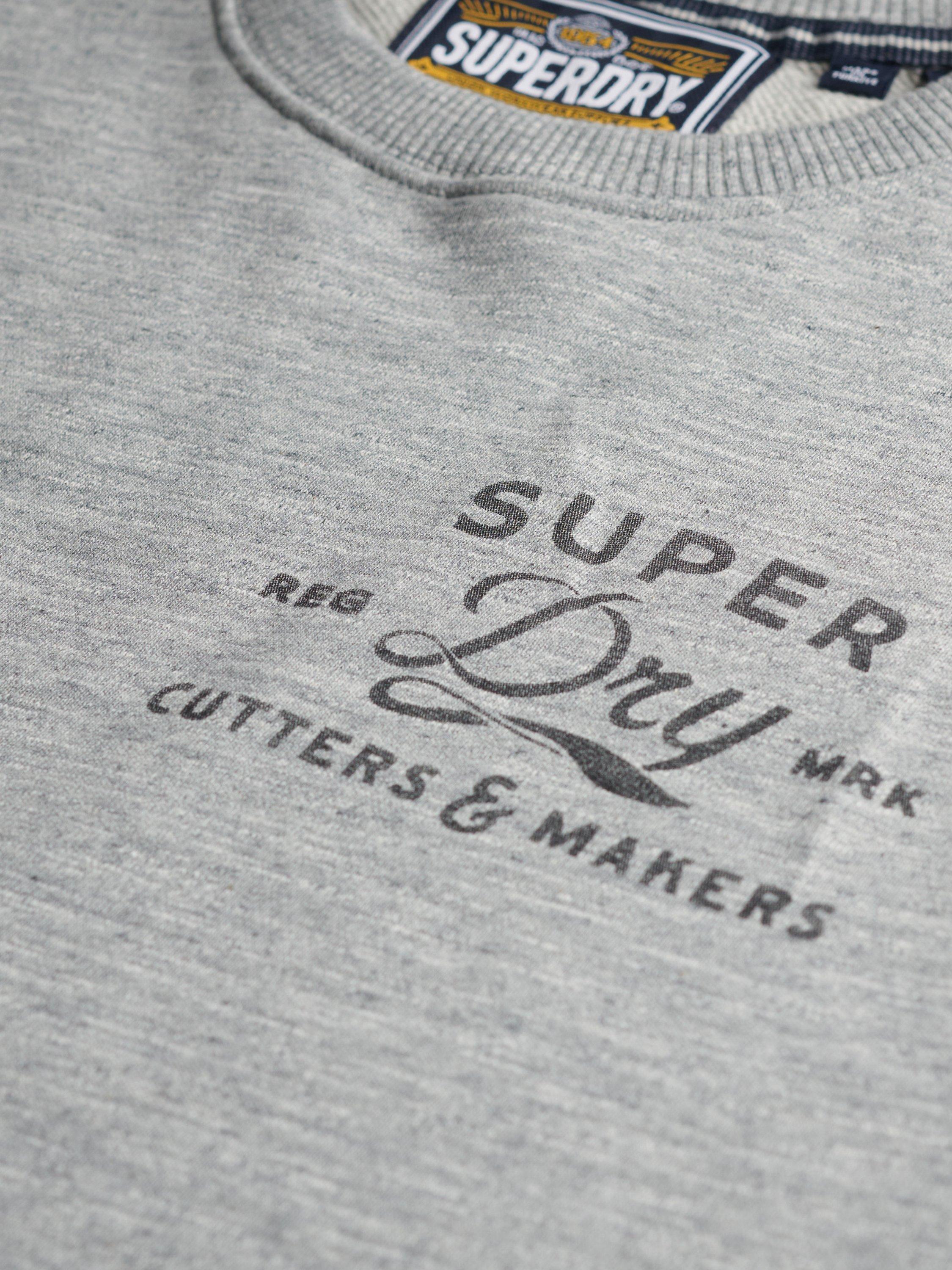 Product image 6 of 6, which shows Superdry Cutters & Makers Relaxed Sweatshirt, Athletic Grey Marl, XXXL