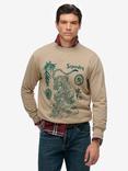 Superdry Tokyo Narrative Loose Sweatshirt, Stone Taupe Brown
