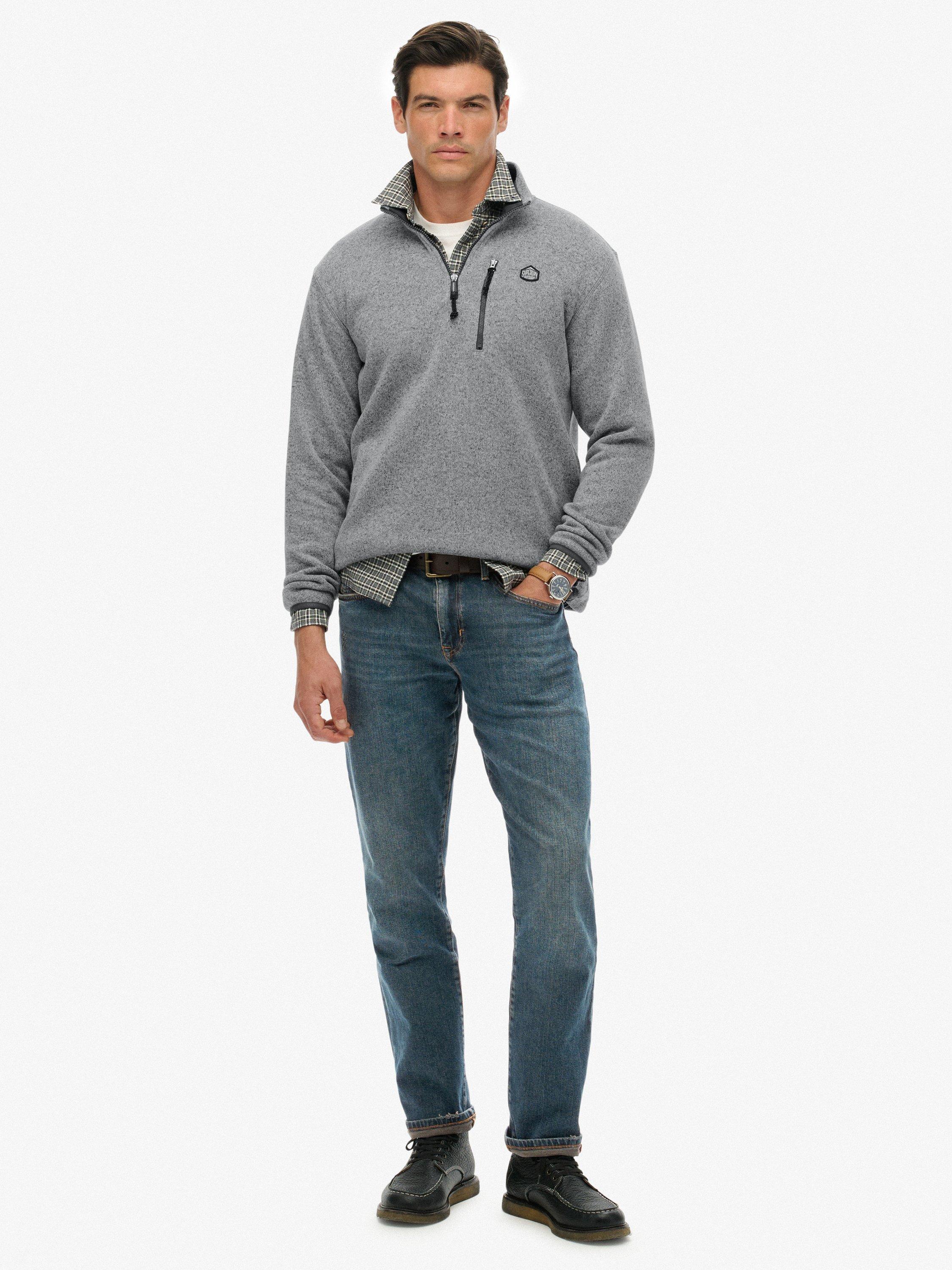 Product image 3 of 7, which shows Superdry Storm Fleece Half Zip Jumper, Light Grey Grit, XXL