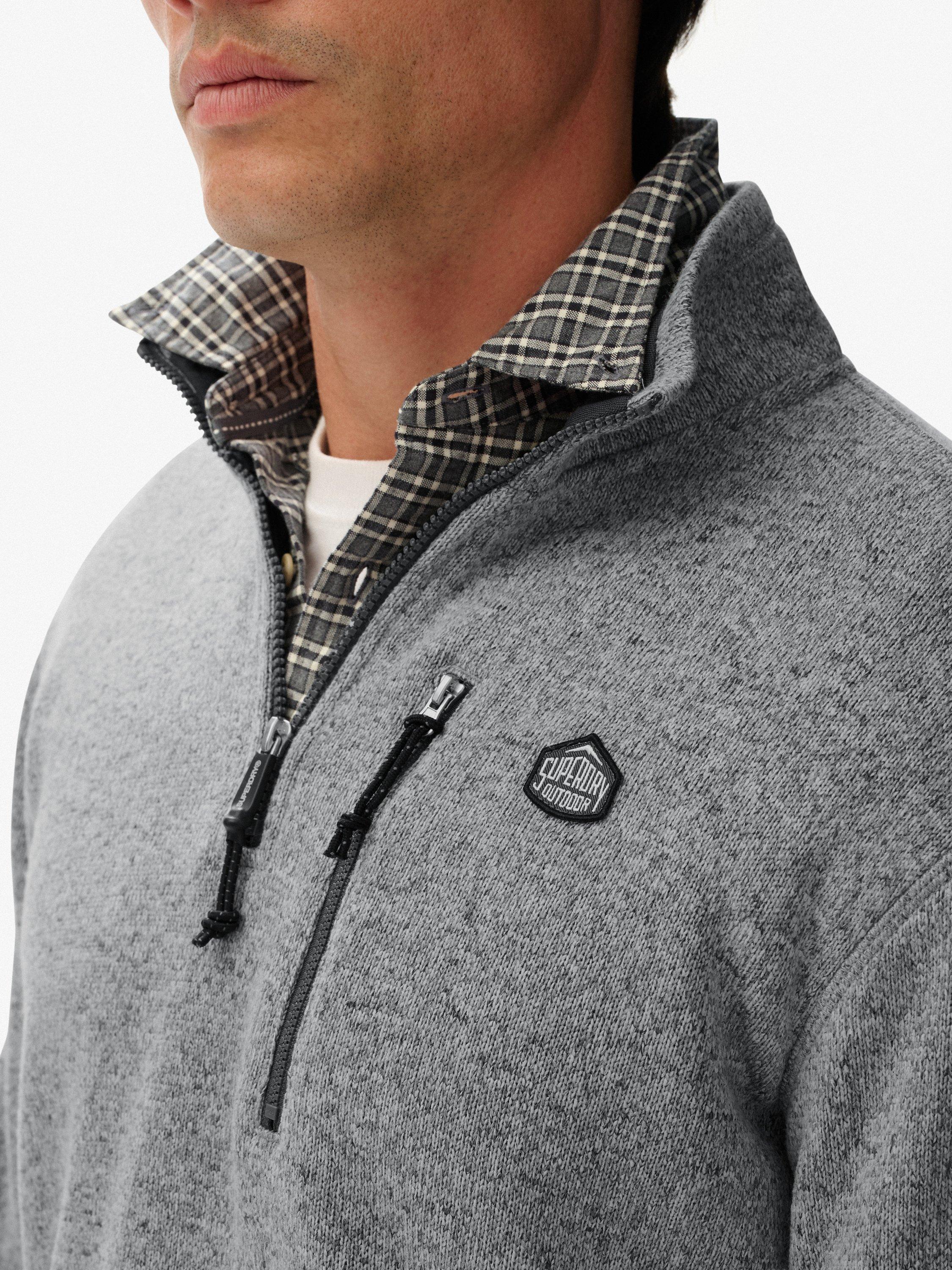 Product image 4 of 7, which shows Superdry Storm Fleece Half Zip Jumper, Light Grey Grit, XXL