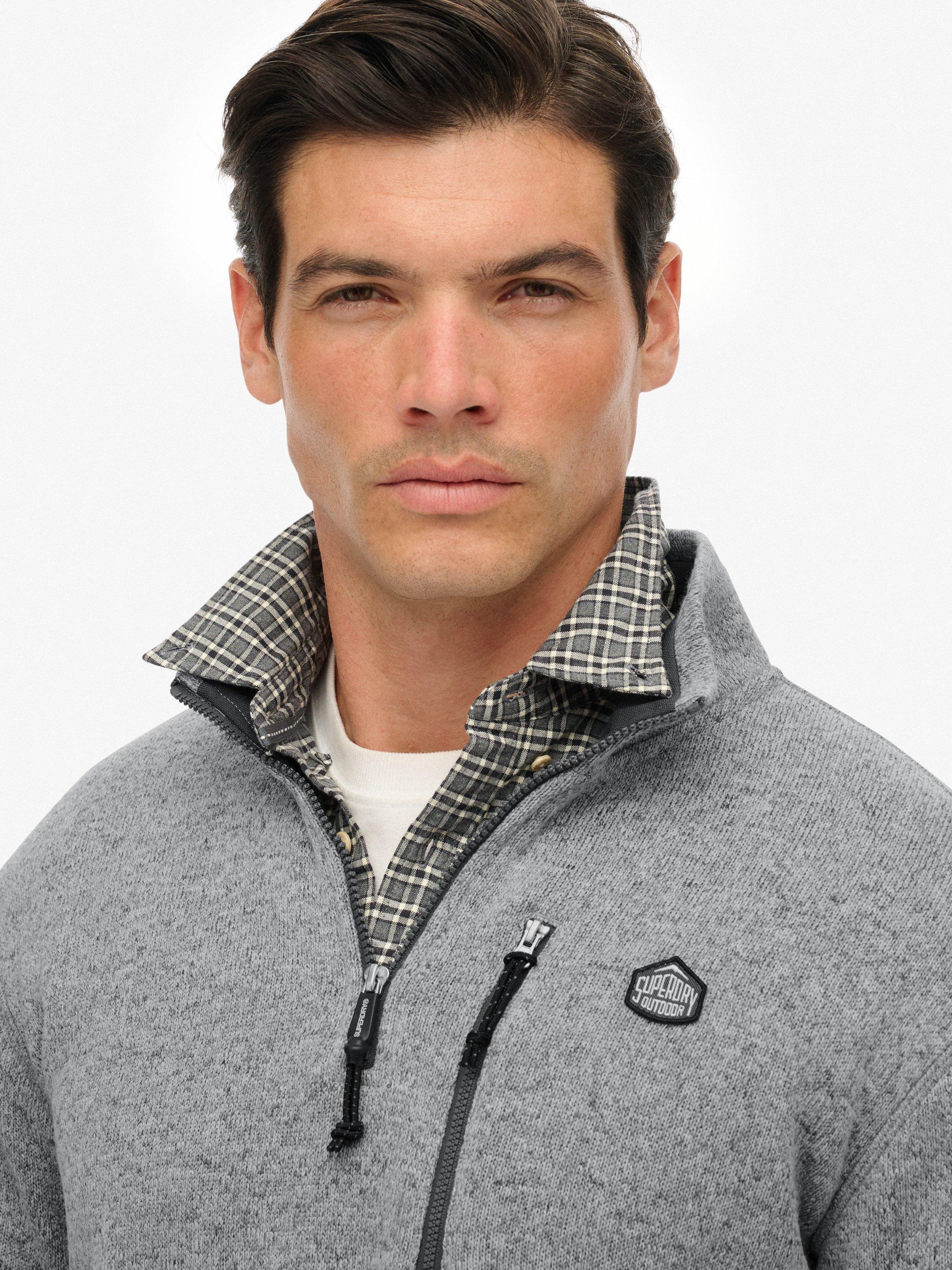 Product image 5 of 7, which shows Superdry Storm Fleece Half Zip Jumper, Light Grey Grit, XXL