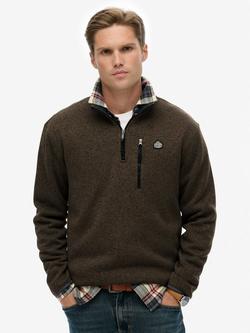 Superdry Storm Fleece Half Zip Jumper, Olive Green Grit, Olive Green Grit
