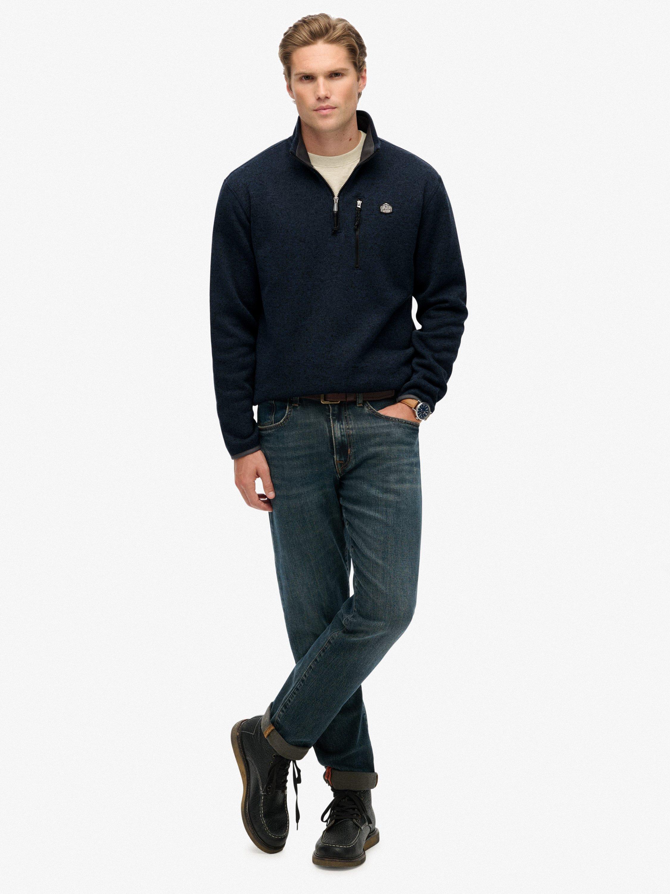 Product image 3 of 6, which shows Superdry Storm Fleece Half Zip Jumper, Navy Grit, S