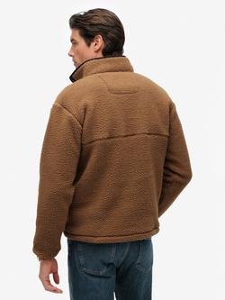 Superdry Fuji Fleece Half Popper Jumper - view 2, Pecan Brown