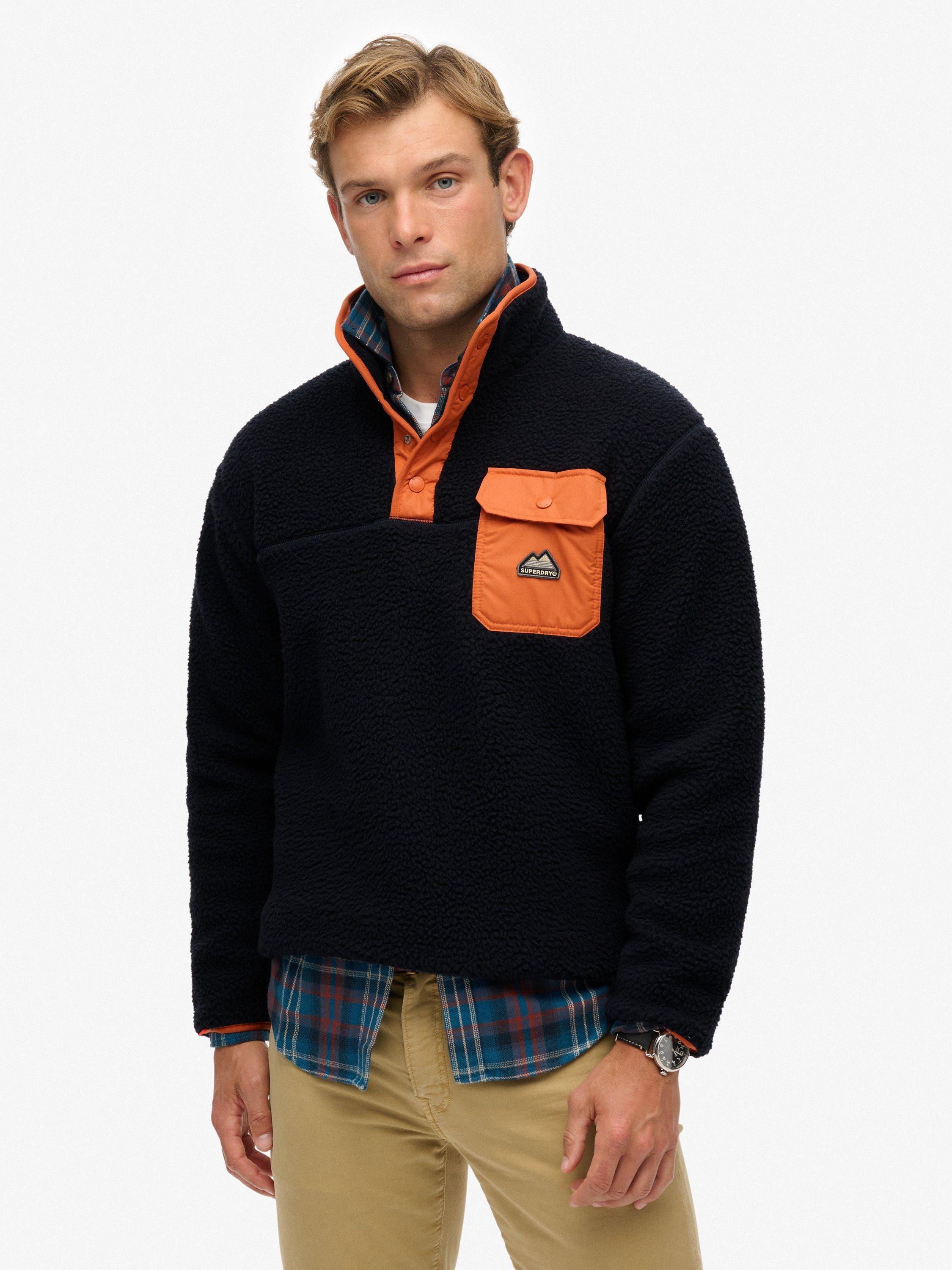 Product image 1 of 6, which shows Superdry Fuji Fleece Half Popper Jumper, Eclipse Navy, S