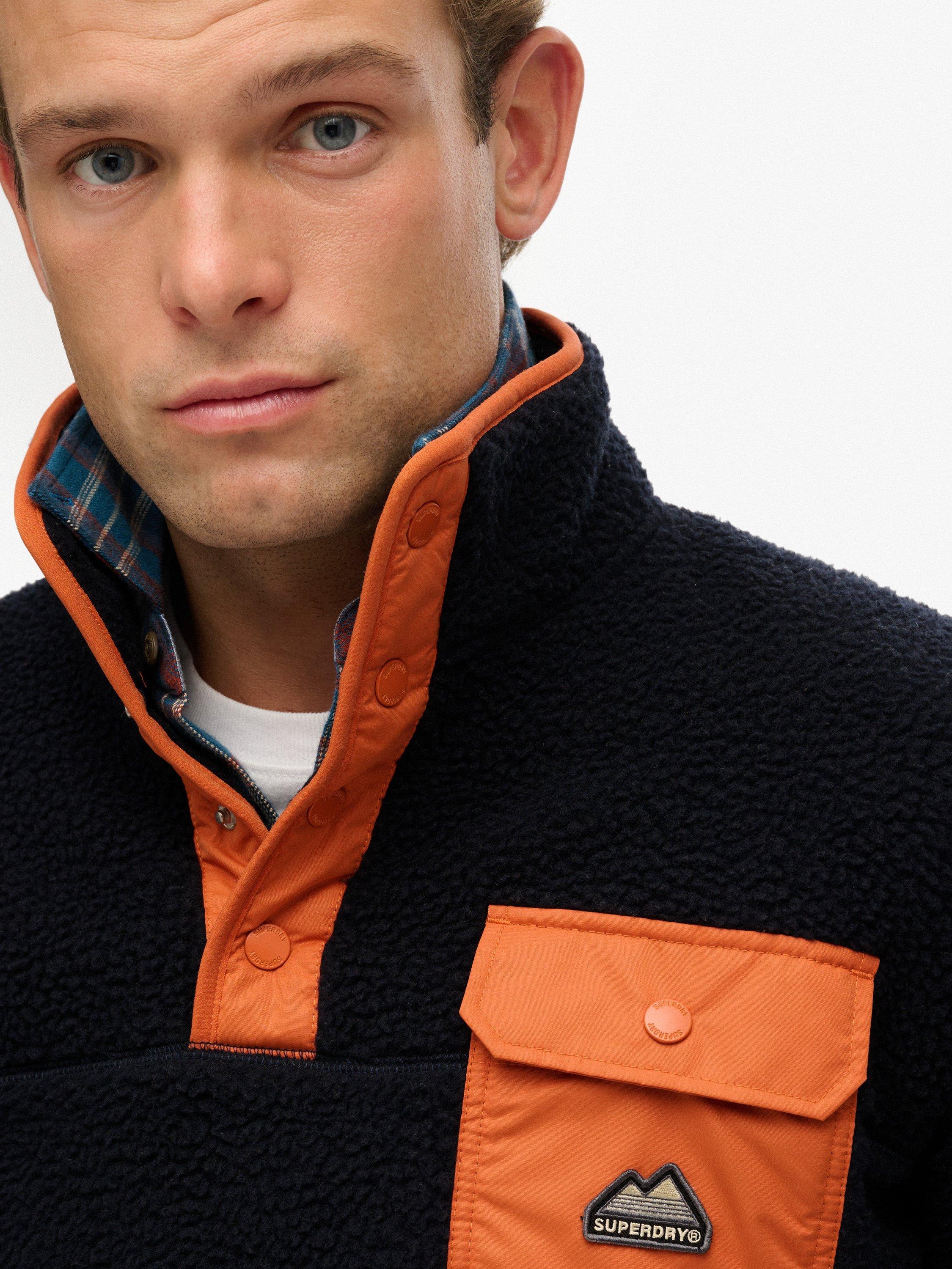 Product image 4 of 6, which shows Superdry Fuji Fleece Half Popper Jumper, Eclipse Navy, S