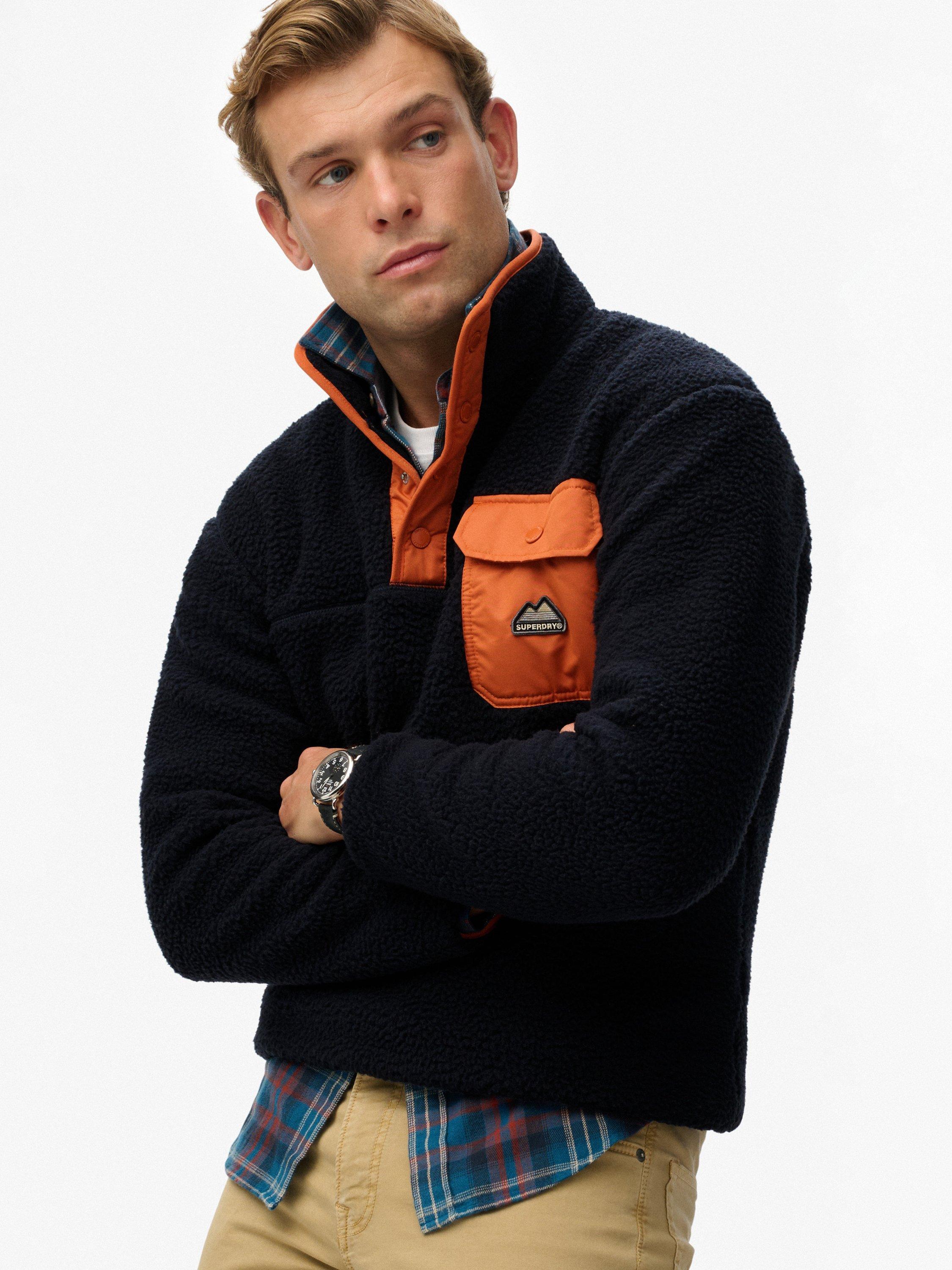 Product image 5 of 6, which shows Superdry Fuji Fleece Half Popper Jumper, Eclipse Navy, S