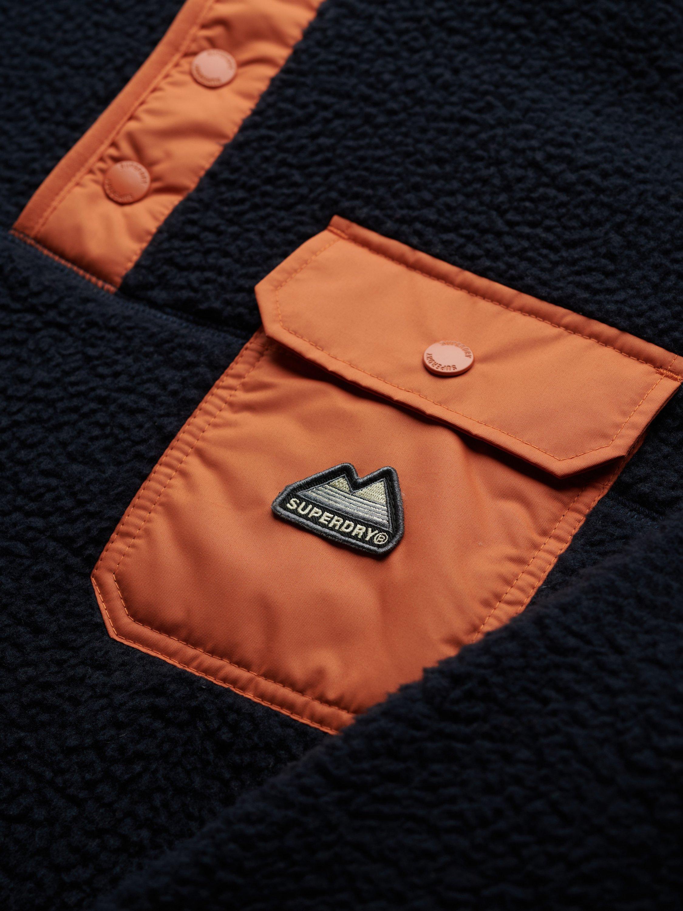 Product image 6 of 6, which shows Superdry Fuji Fleece Half Popper Jumper, Eclipse Navy, S