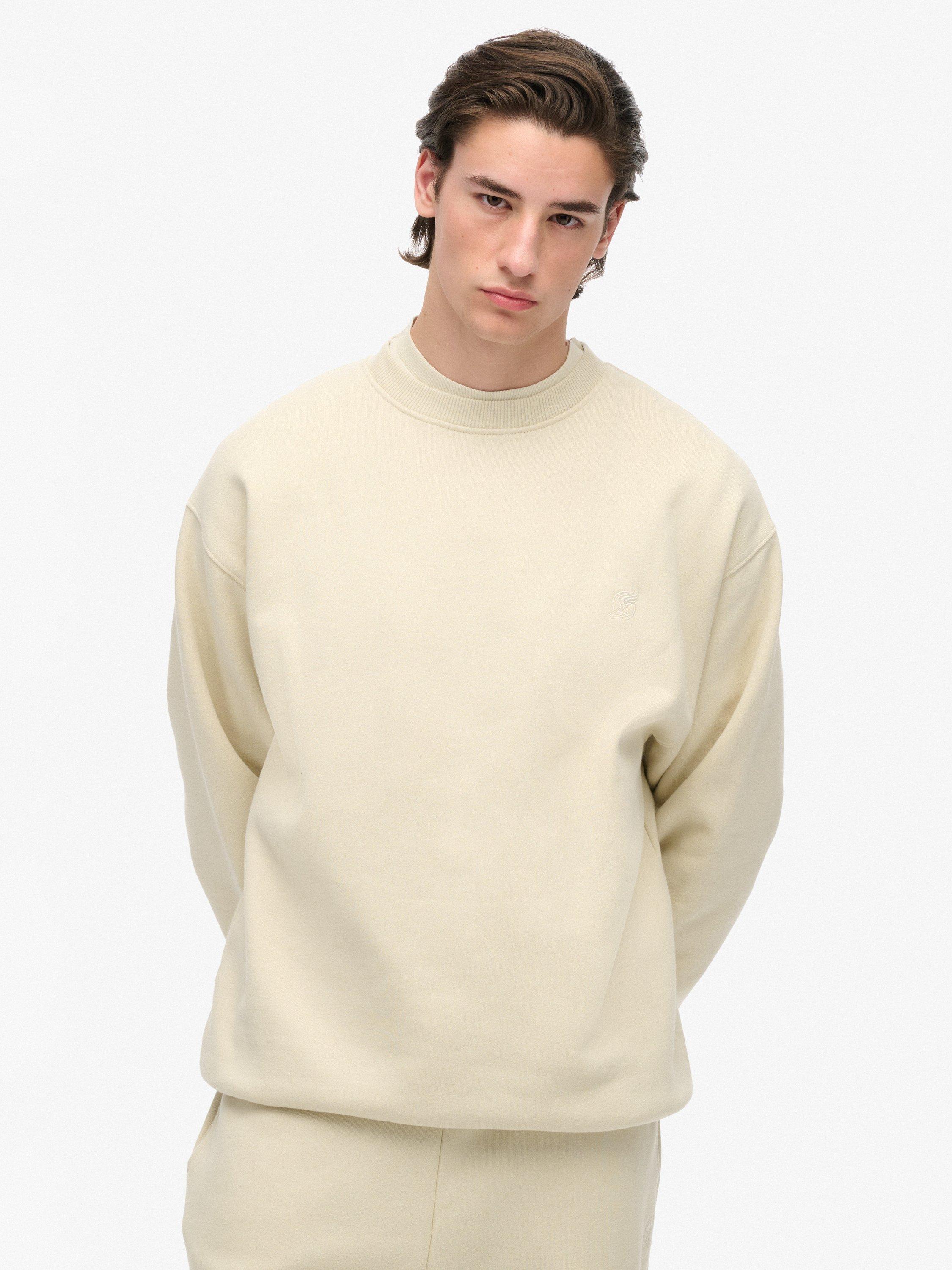 Product image 1 of 6, which shows Superdry Blank Oversized Crew Neck Cotton Sweatshirt, Light Grey, XL