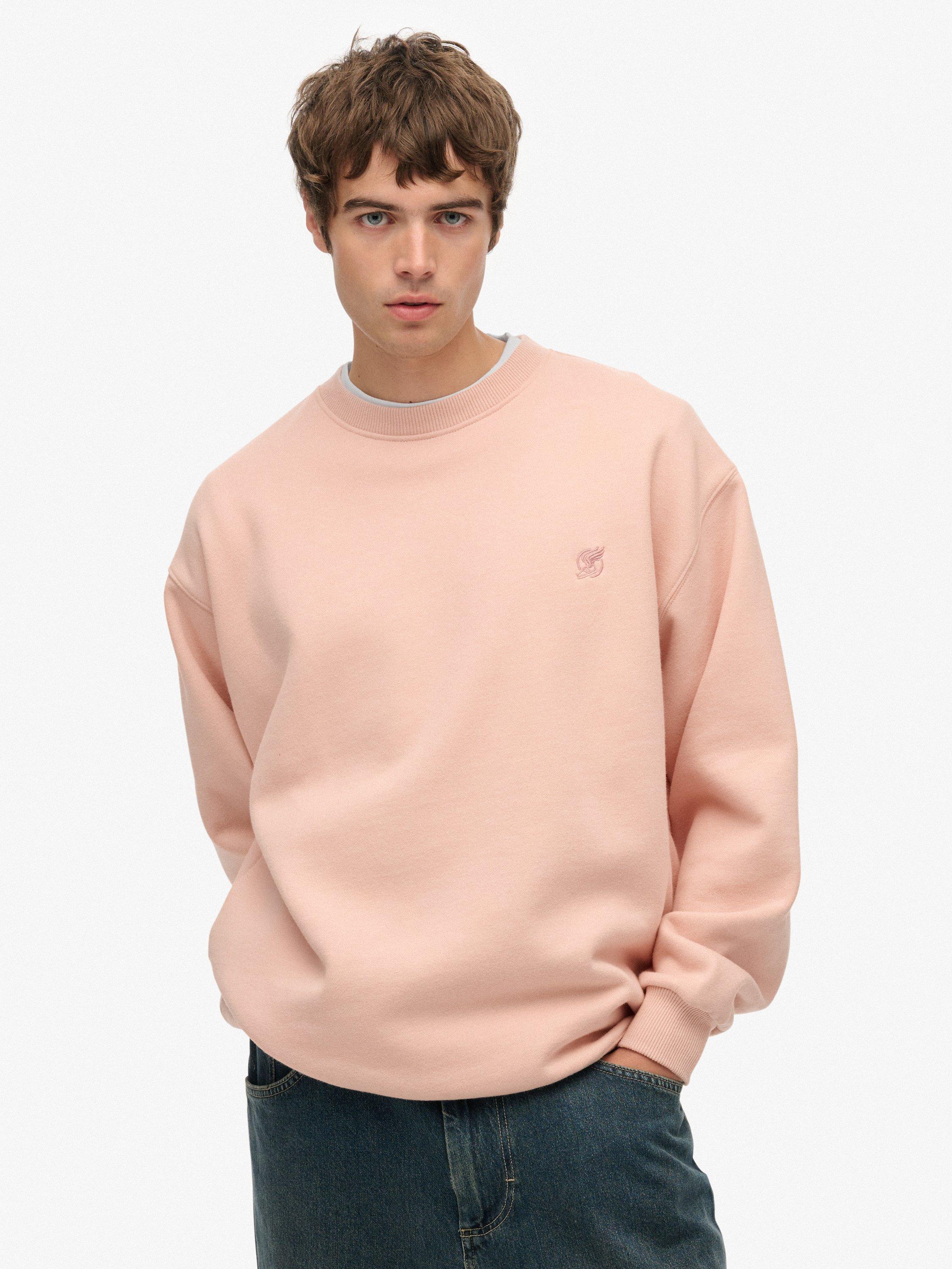 Product image 1 of 6, which shows Superdry Blank Oversized Crew Neck Cotton Sweatshirt, Ashy Pink, S