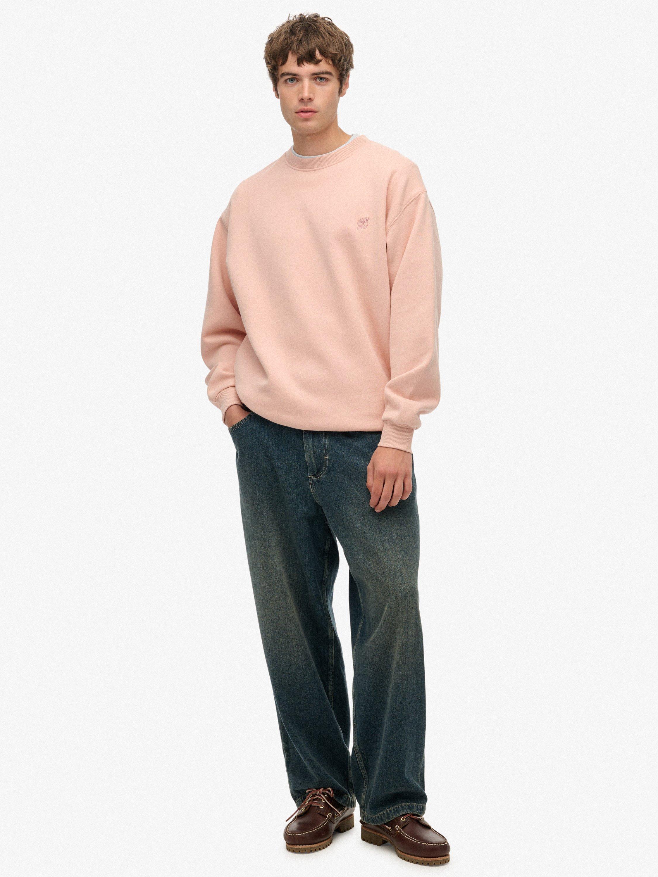 Product image 3 of 6, which shows Superdry Blank Oversized Crew Neck Cotton Sweatshirt, Ashy Pink, S