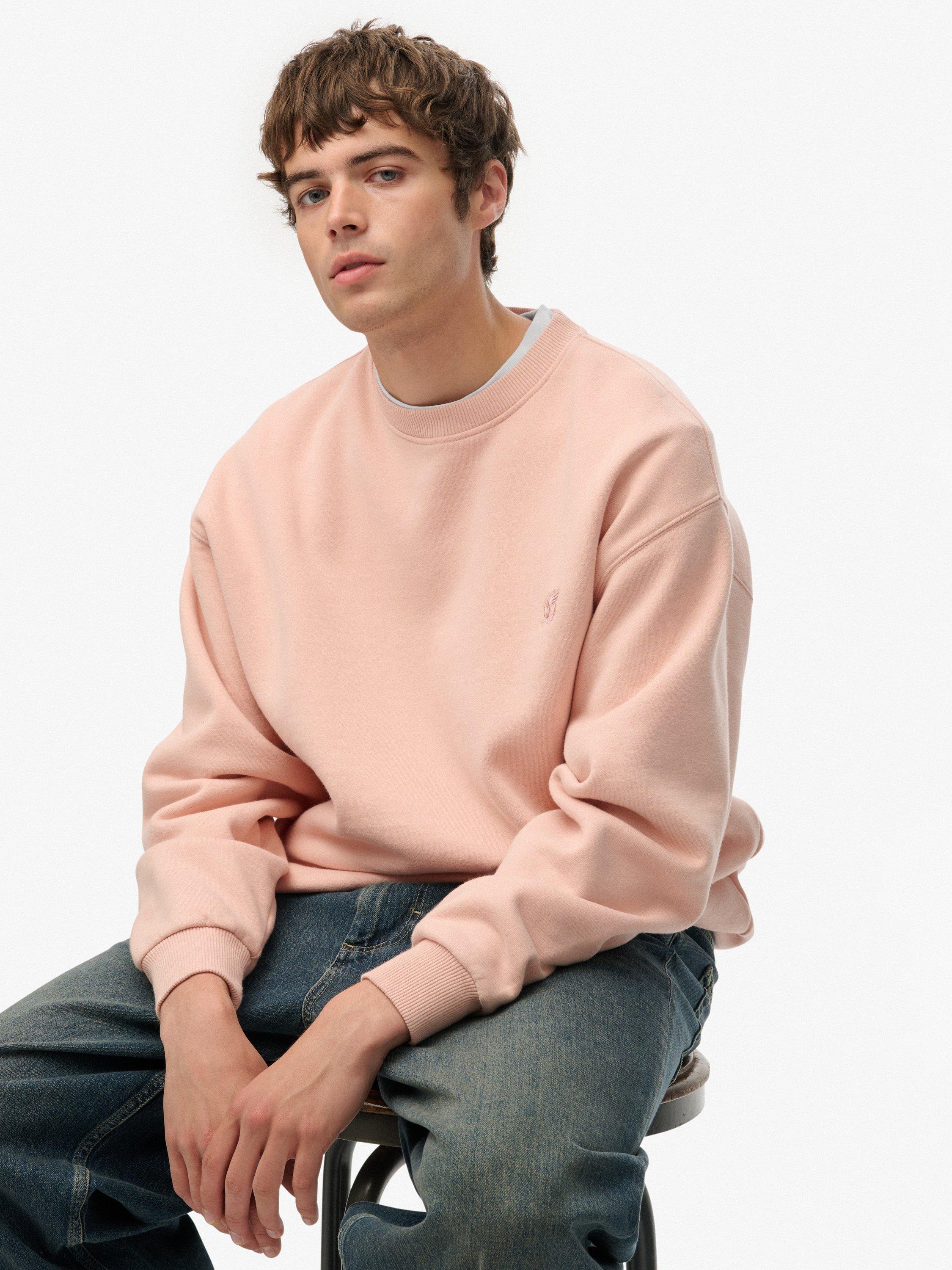 Product image 4 of 6, which shows Superdry Blank Oversized Crew Neck Cotton Sweatshirt, Ashy Pink, S