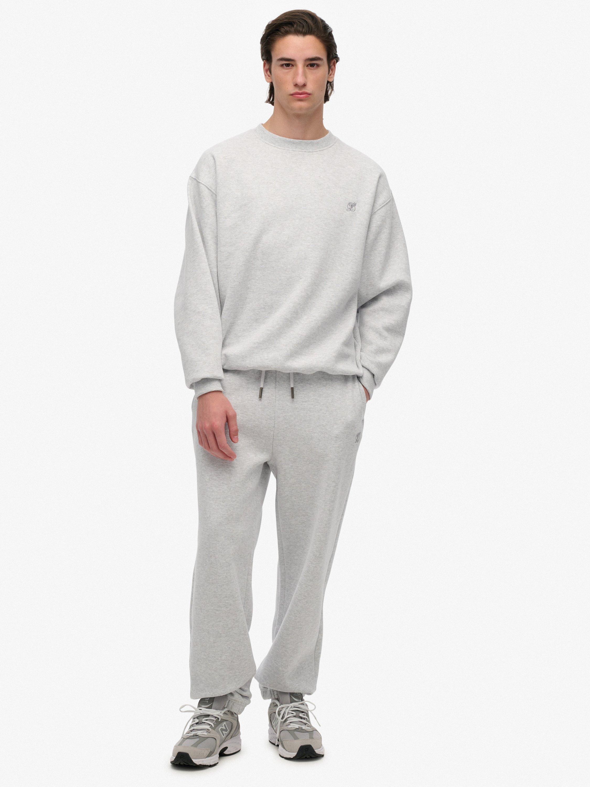 Product image 1 of 5, which shows Superdry Blank Oversized Crew Sweatshirt, Cadet Grey Marl, M