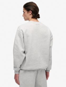 Superdry Blank Oversized Crew Sweatshirt, Cadet Grey Marl - view 2, Cadet Grey Marl