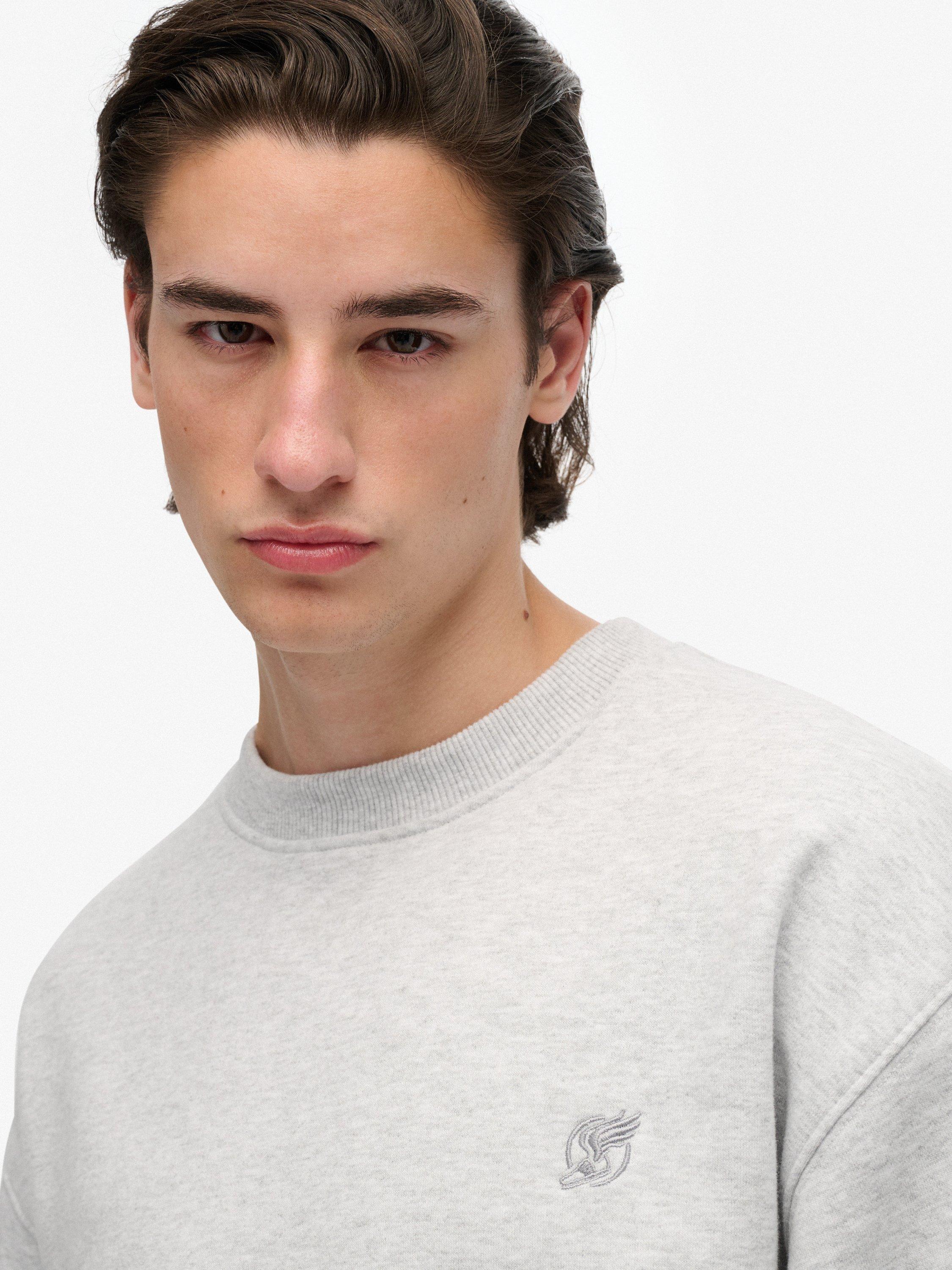 Product image 4 of 5, which shows Superdry Blank Oversized Crew Sweatshirt, Cadet Grey Marl, M