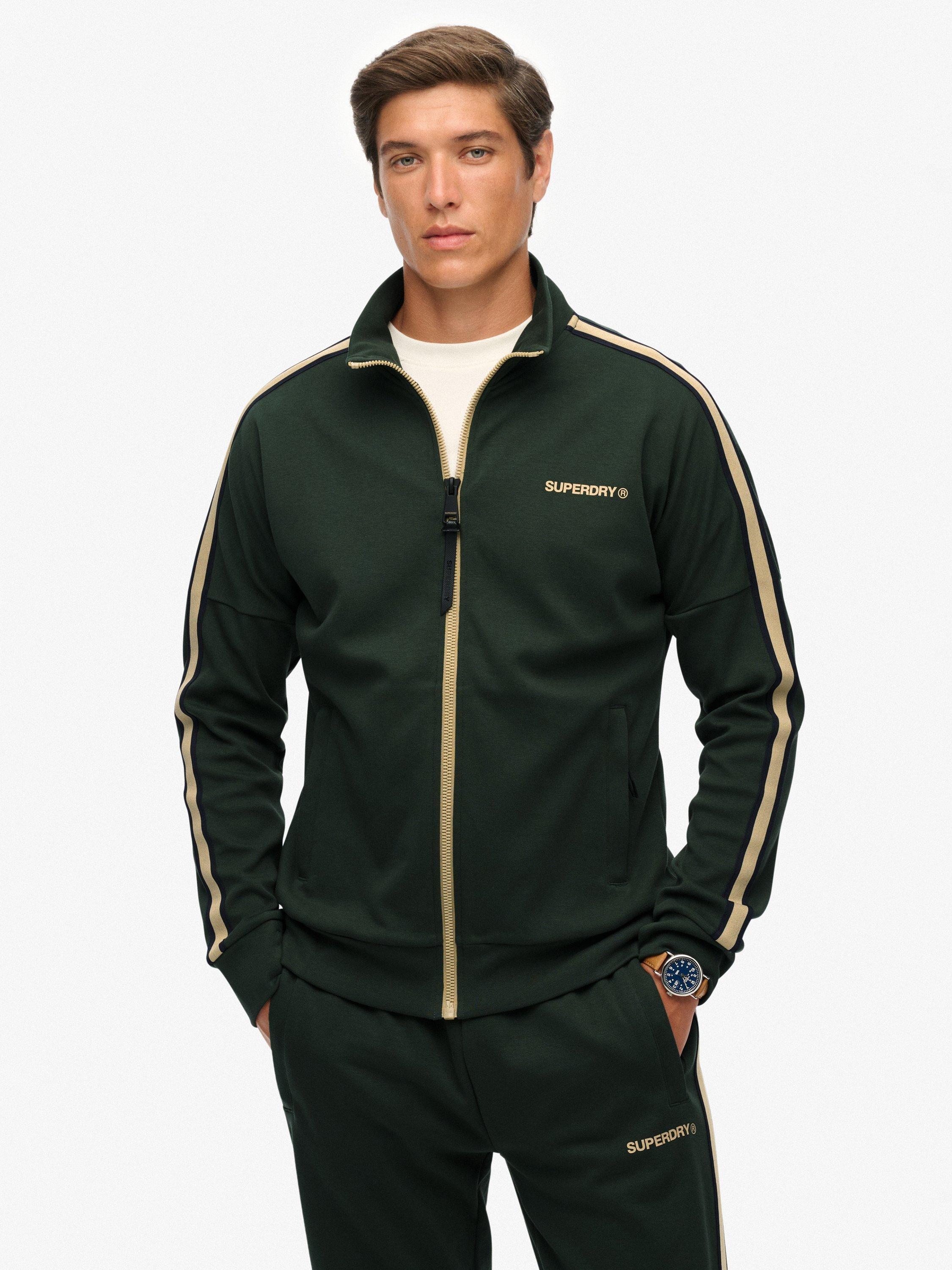 Product image 1 of 6, which shows Superdry Tech Cult Loose Track Top, Deep Forest Green, S
