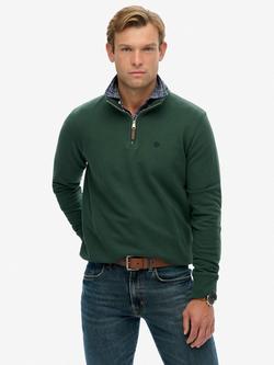 Superdry Cotton Blend Preppy Half Zip Jumper, Enamel Green, Enamel Green