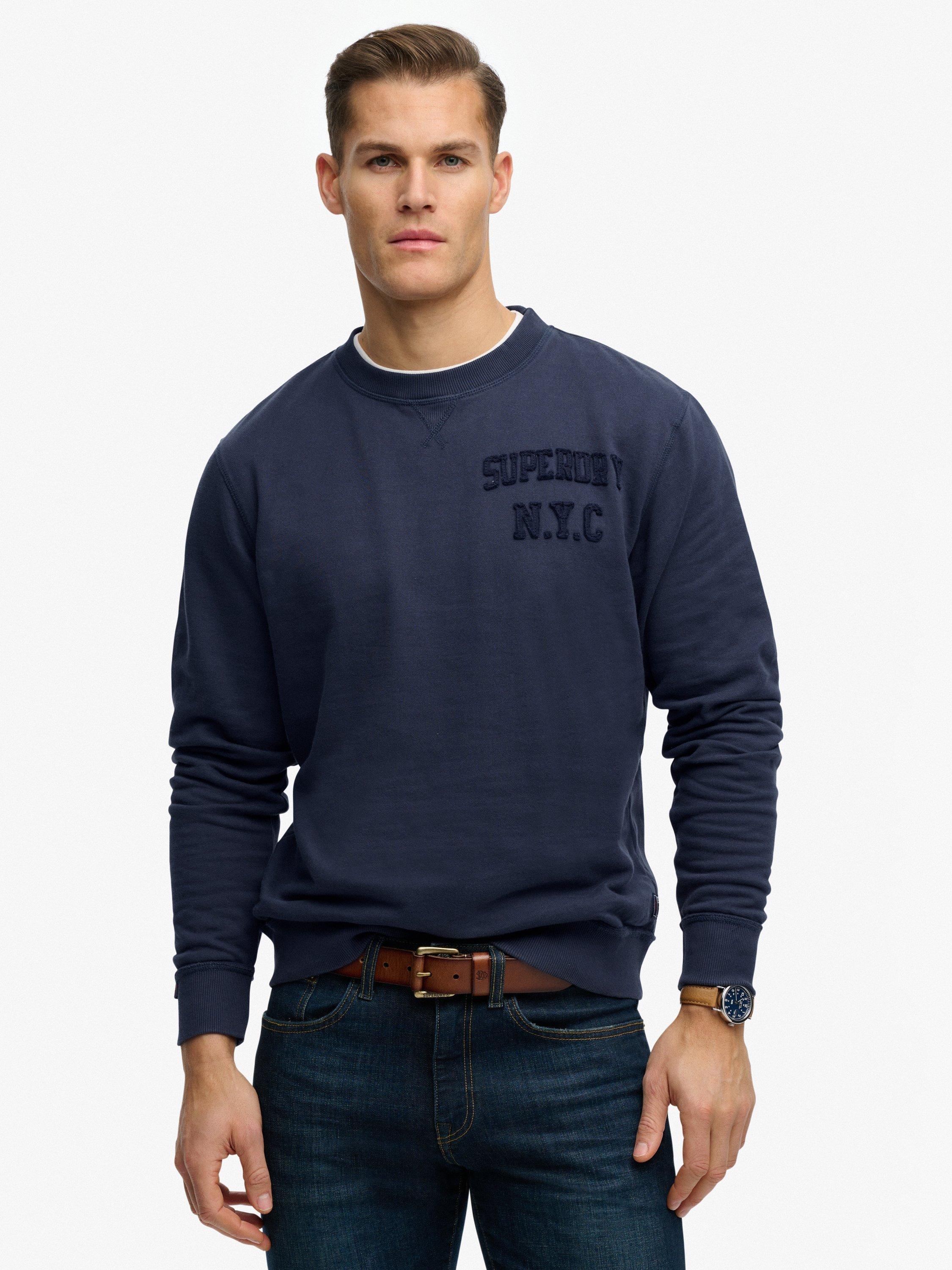 Superdry Workwear Logo Vintage Crew Felpa Uomo, Glacier Grey Marl, M